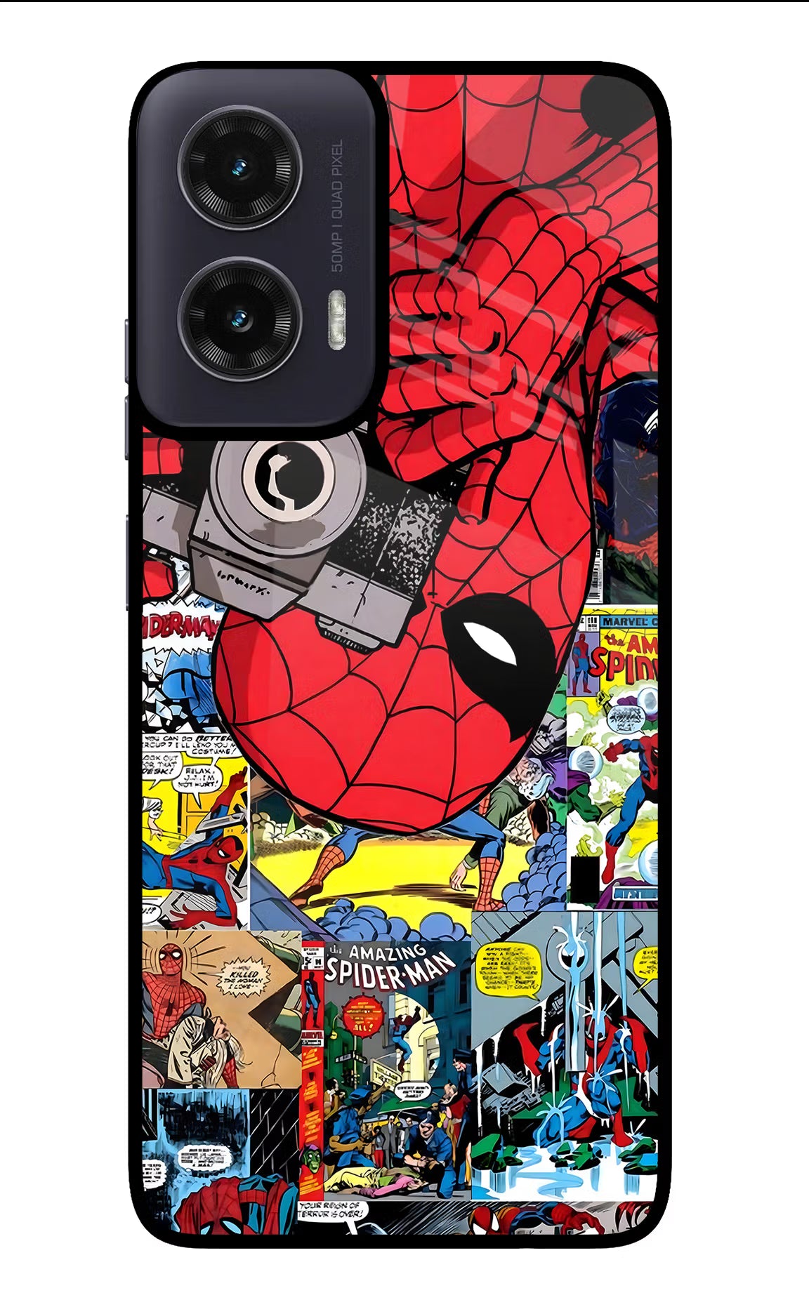 Spider Man Moto G35 5G Glass Case Back Cover by Casekaro