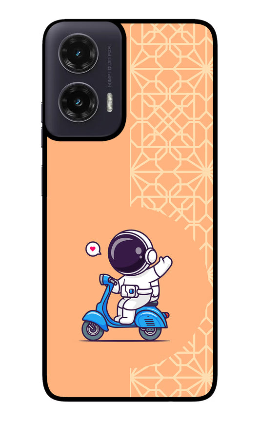 Cute Astronaut Riding Moto G35 5G Glass Case