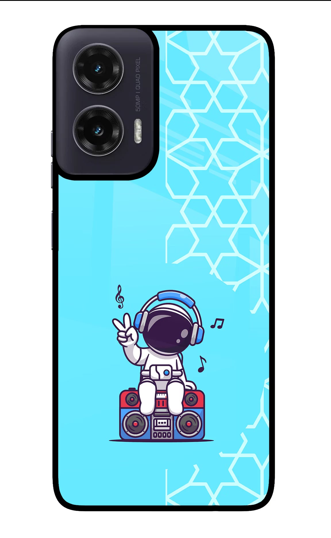 Cute Astronaut Chilling Moto G35 5G Glass Case Back Cover by Casekaro