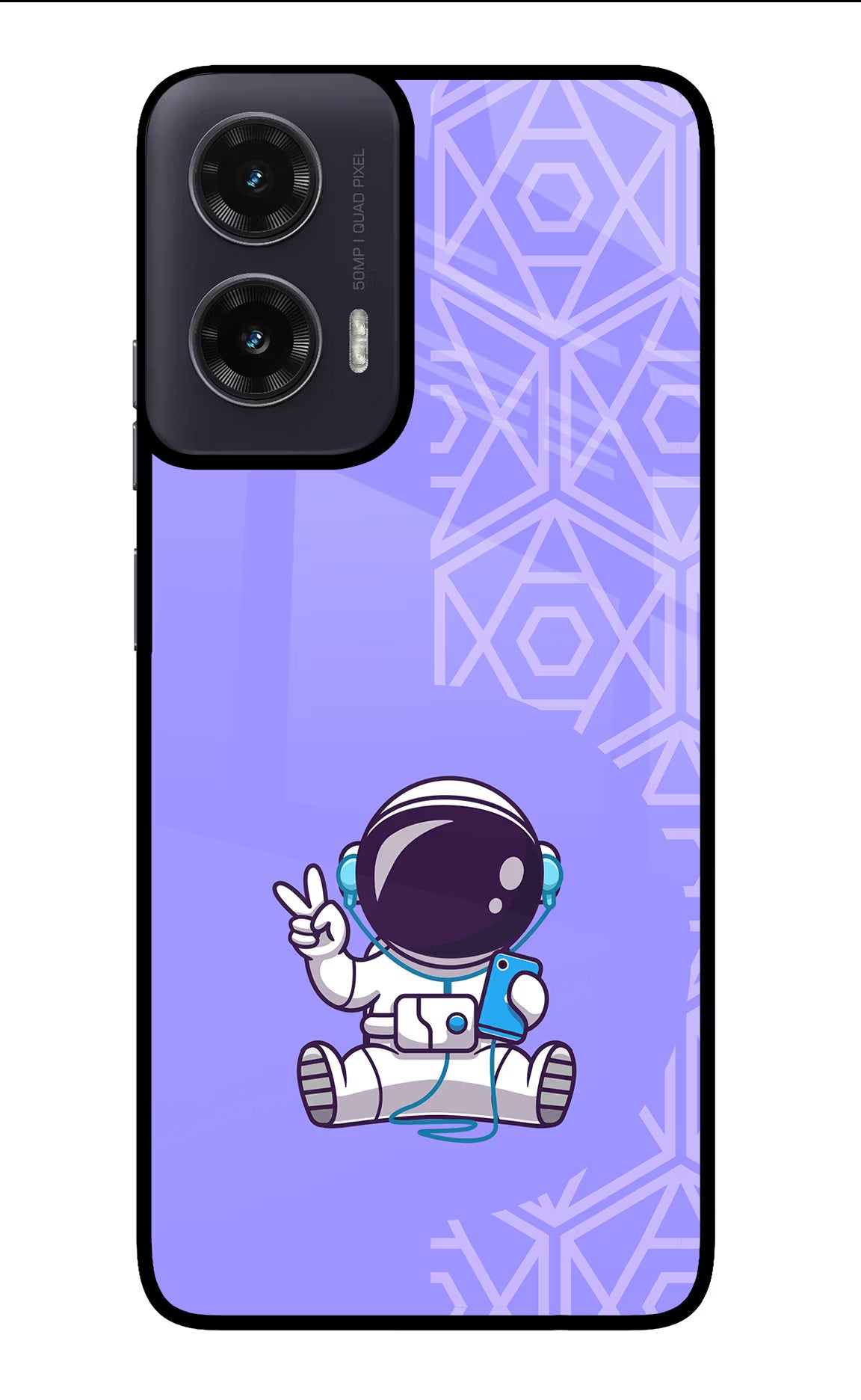 Cute Astronaut Chilling Moto G35 5G Glass Case Back Cover by Casekaro