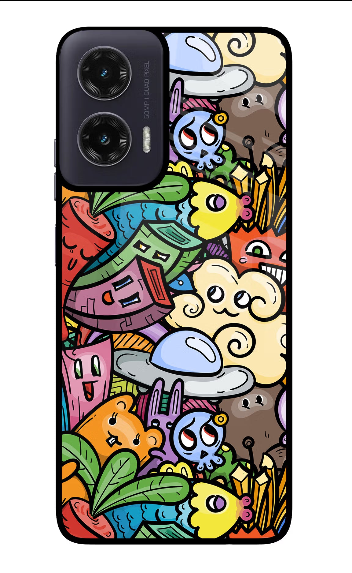 Veggie Doodle Moto G35 5G Glass Case Back Cover by Casekaro