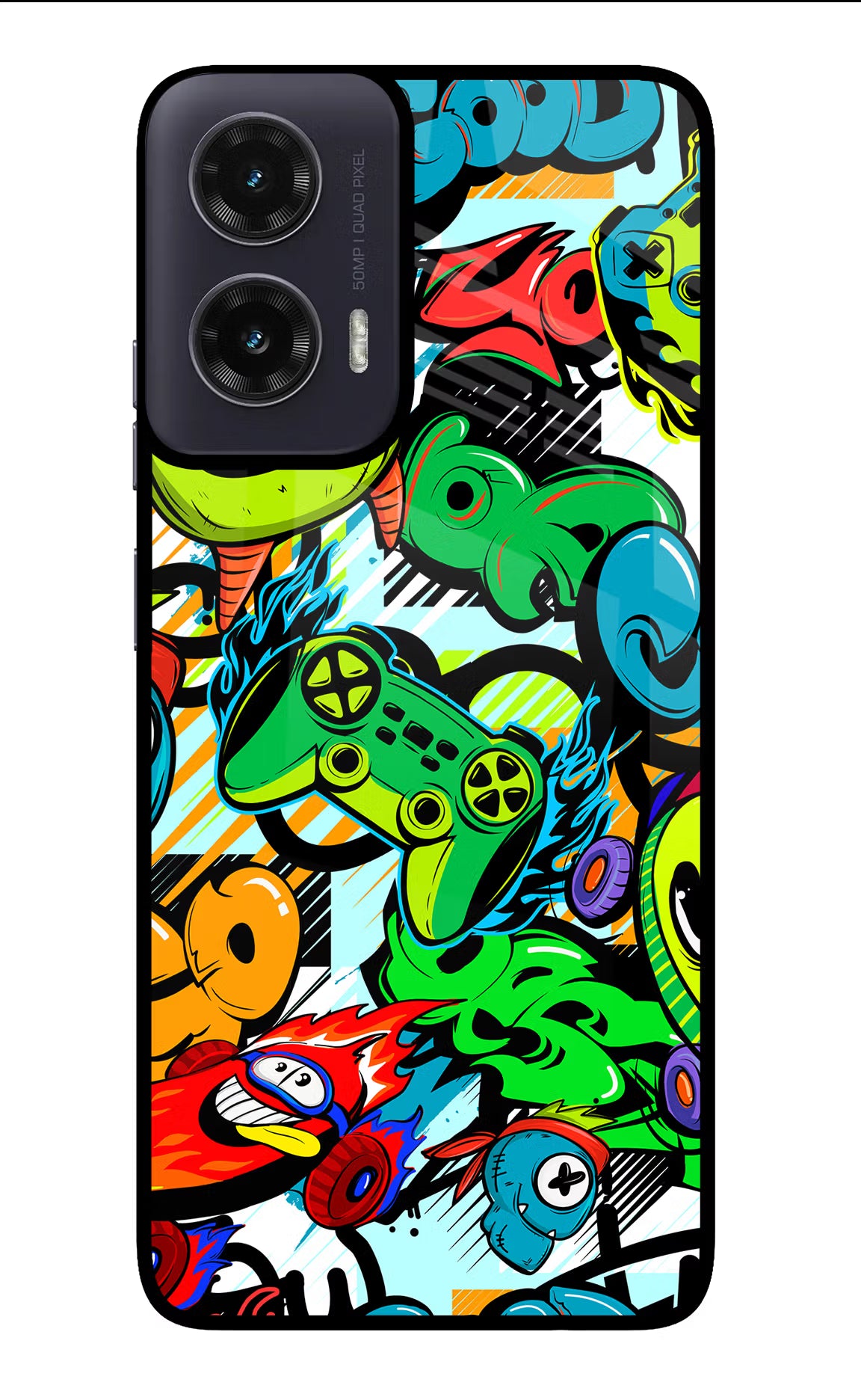 Game Doodle Moto G35 5G Glass Case Back Cover by Casekaro