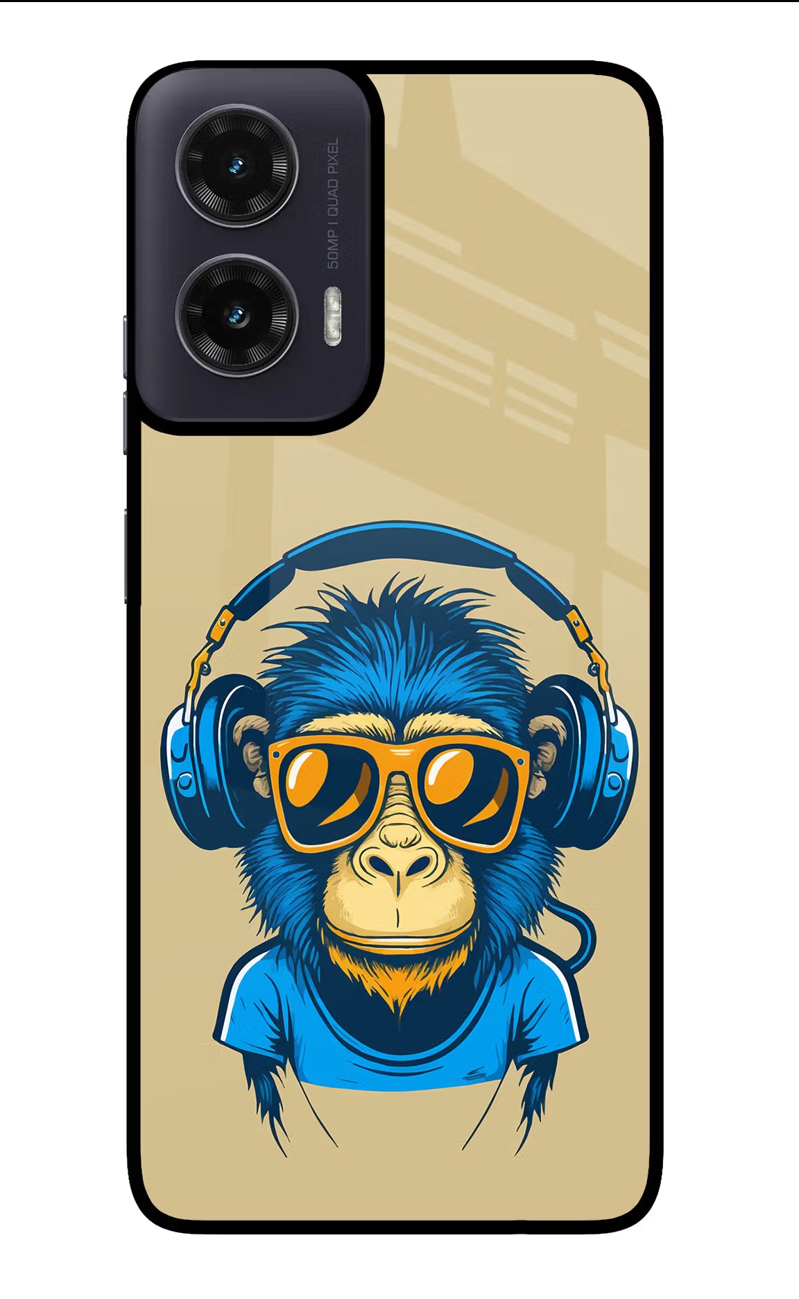Monkey Headphone Moto G35 5G Glass Case Back Cover by Casekaro