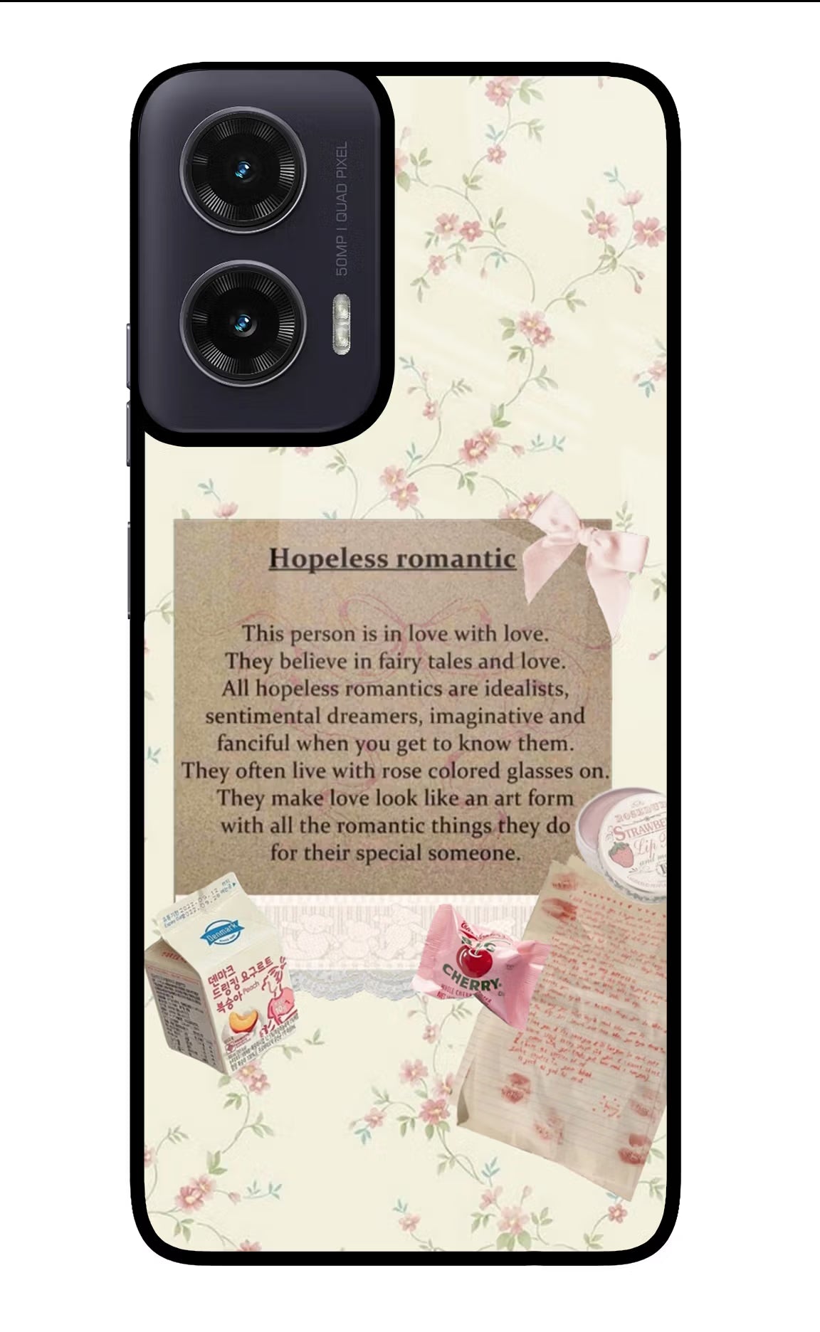 Hopeless Romantic Moto G35 5G Glass Case Back Cover by Casekaro