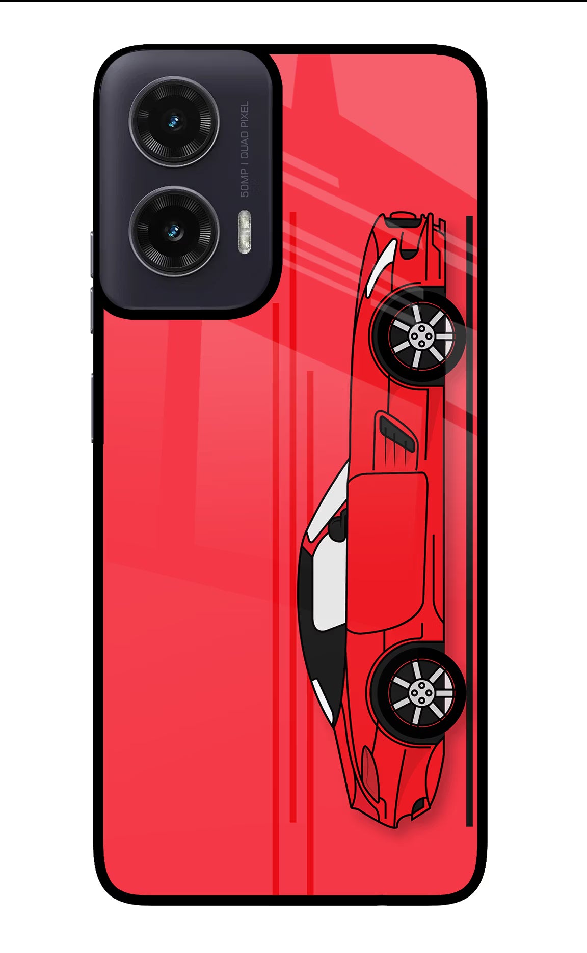 Red Velocity Moto G35 5G Glass Case Back Cover by Casekaro
