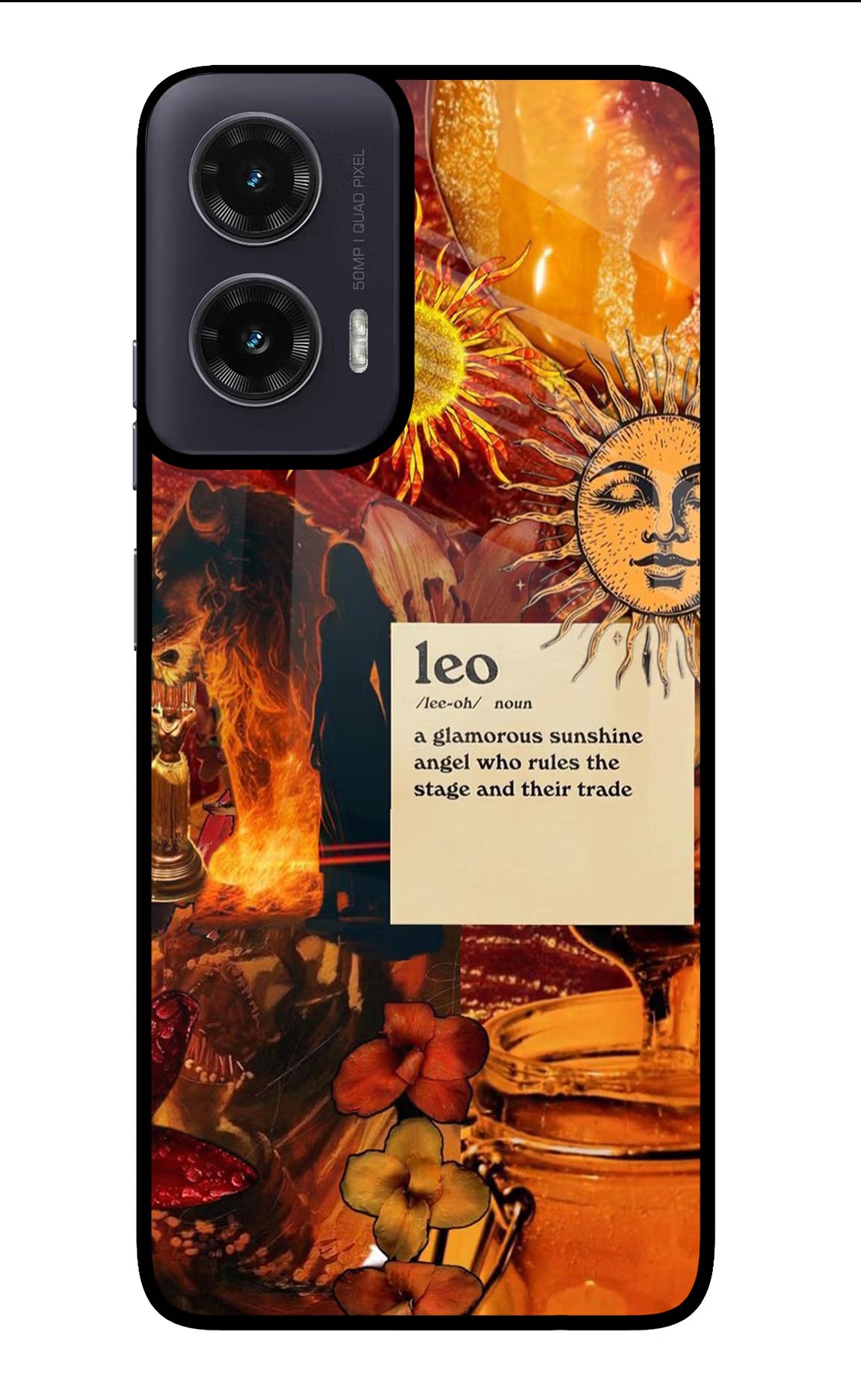 Leo Zodiac Moto G35 5G Glass Case Back Cover by Casekaro