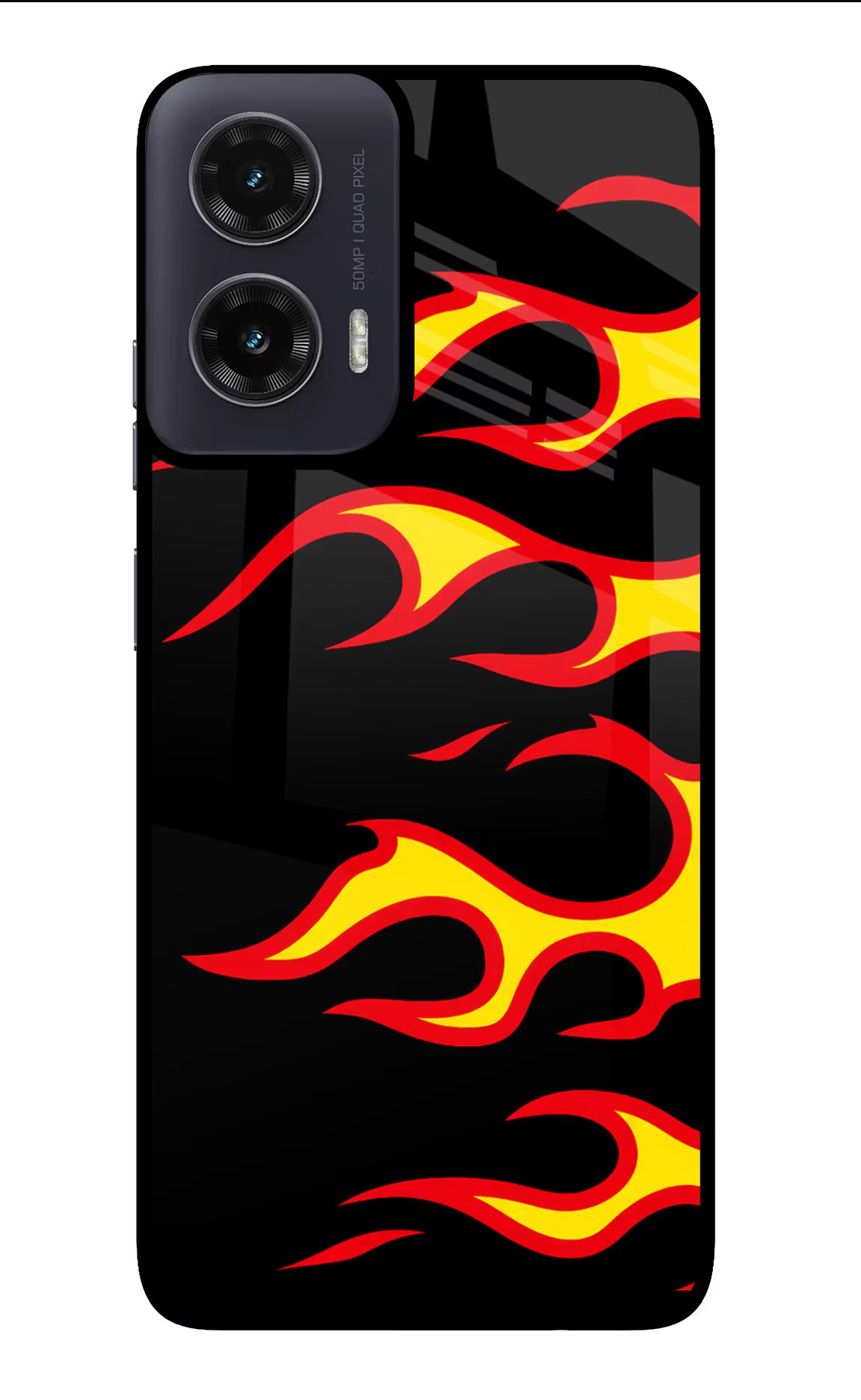 Side Sweep Flames Moto G35 5G Glass Case Back Cover by Casekaro