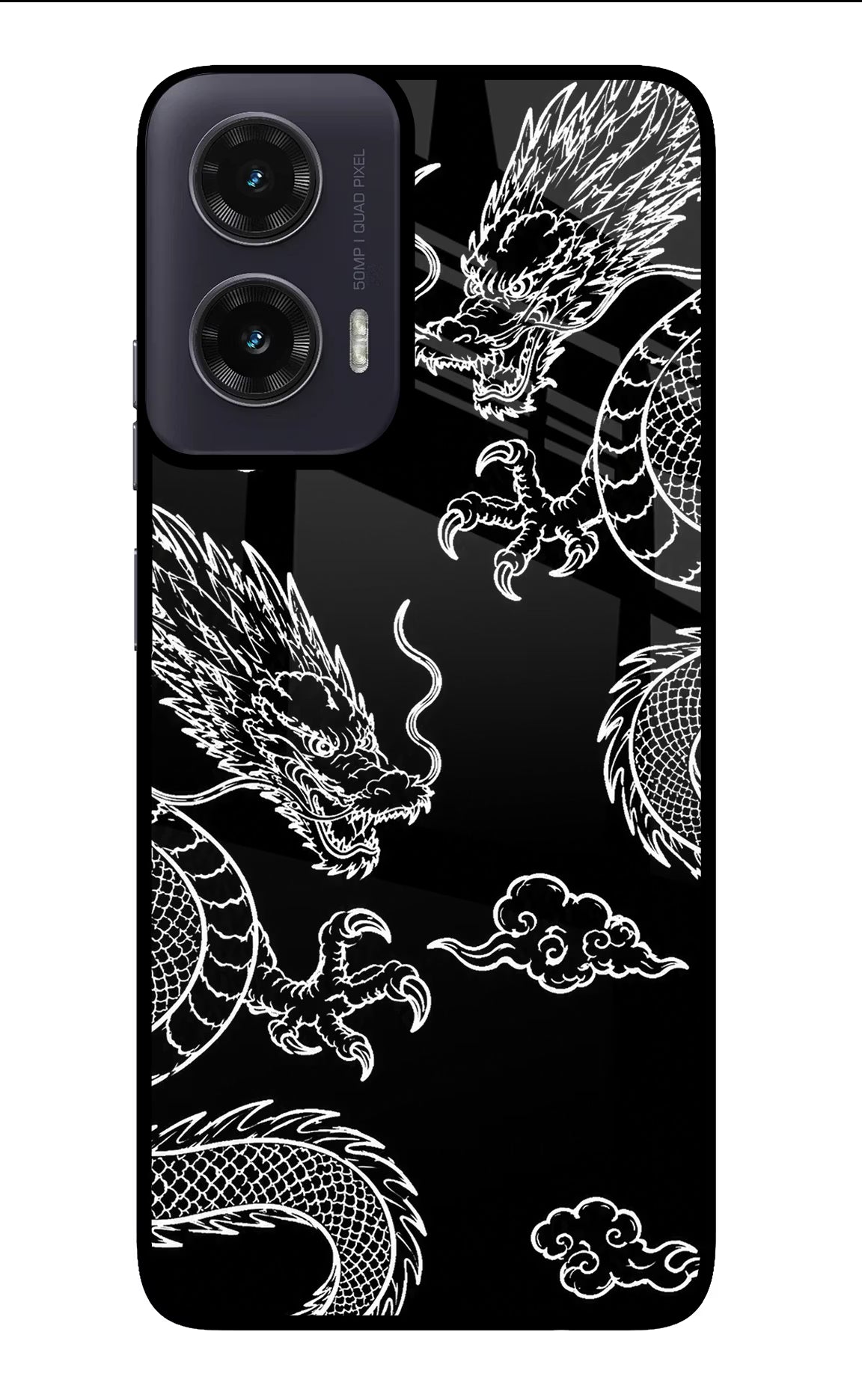 Twin Dragons Moto G35 5G Glass Case Back Cover by Casekaro