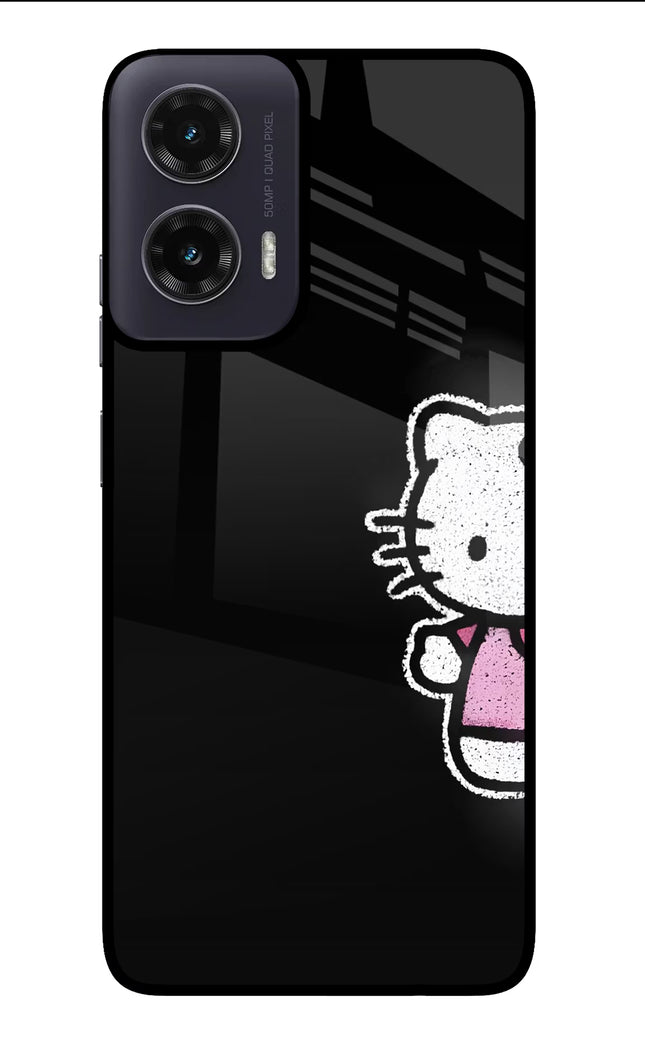 Kitty Charm Moto G35 5G Glass Case Back Cover by Casekaro