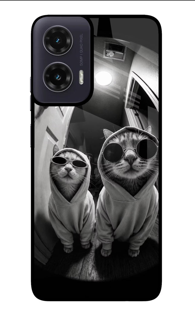 Hood Cats Moto G35 5G Glass Case Back Cover by Casekaro