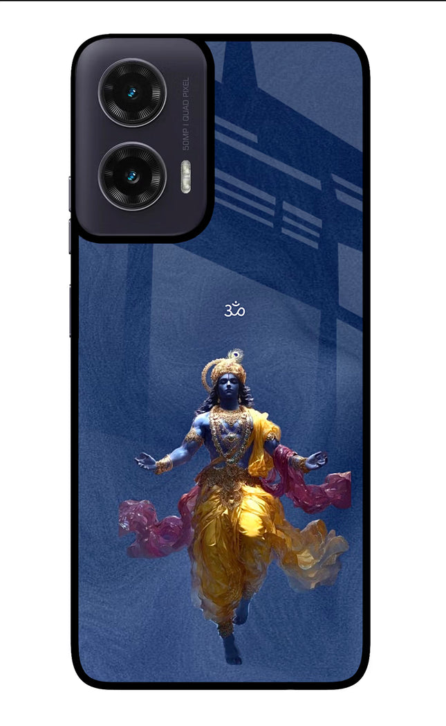 Cosmic Krishna Moto G35 5G Glass Case Back Cover by Casekaro