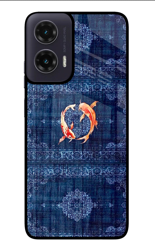 Koi Blue Moto G35 5G Glass Case Back Cover by Casekaro