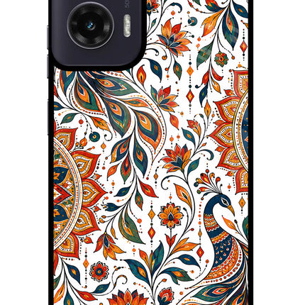 White Mayura Moto G35 5G Glass Case