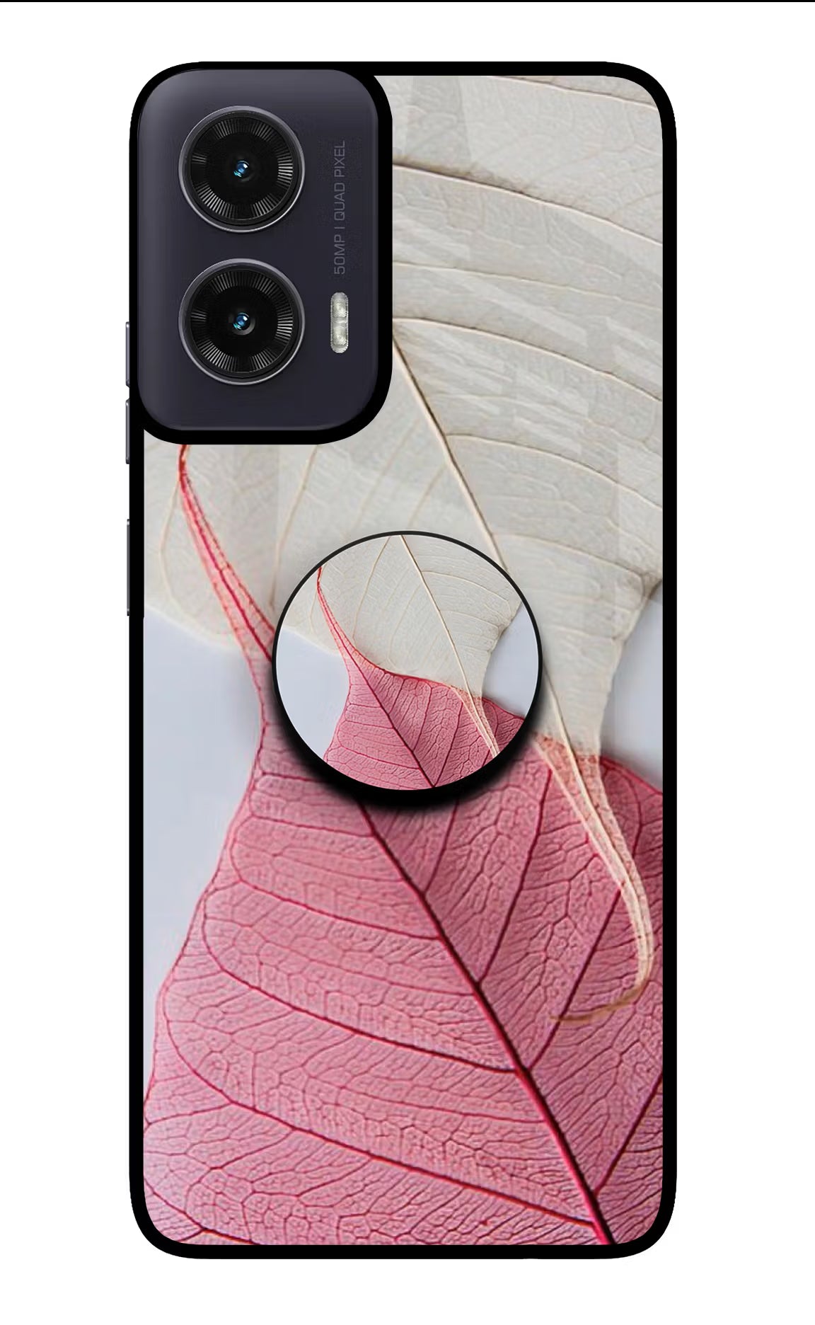 White Pink Leaf Moto G35 5G Pop Case by Casekaro