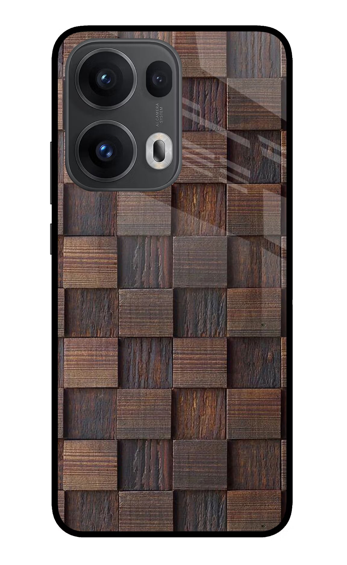 Wooden Cube Design Oppo Reno13 Pro 5G Glass Case Back Cover by Casekaro