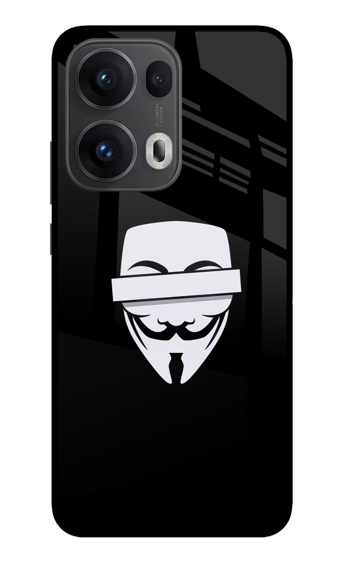 Anonymous Face Oppo Reno13 Pro 5G Glass Case Back Cover by Casekaro