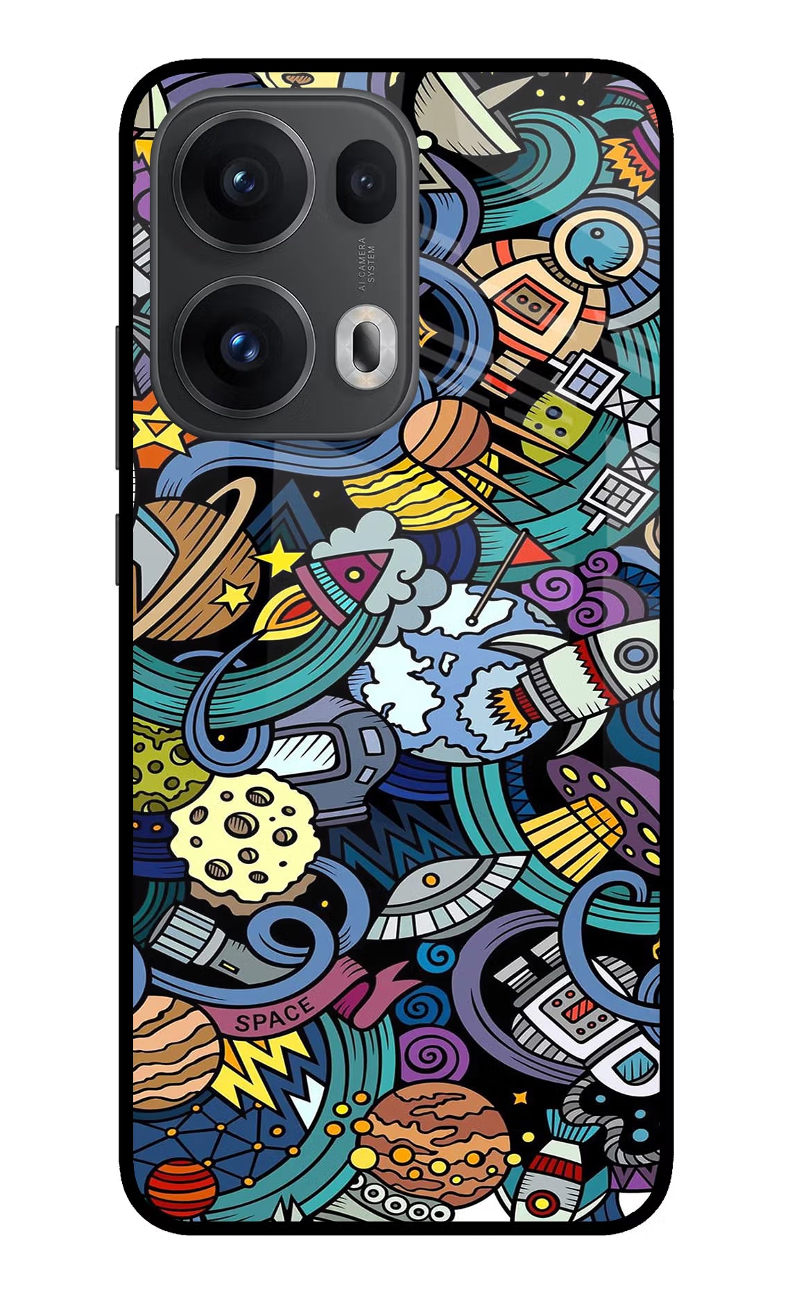 Space Abstract Oppo Reno13 Pro 5G Glass Case Back Cover by Casekaro
