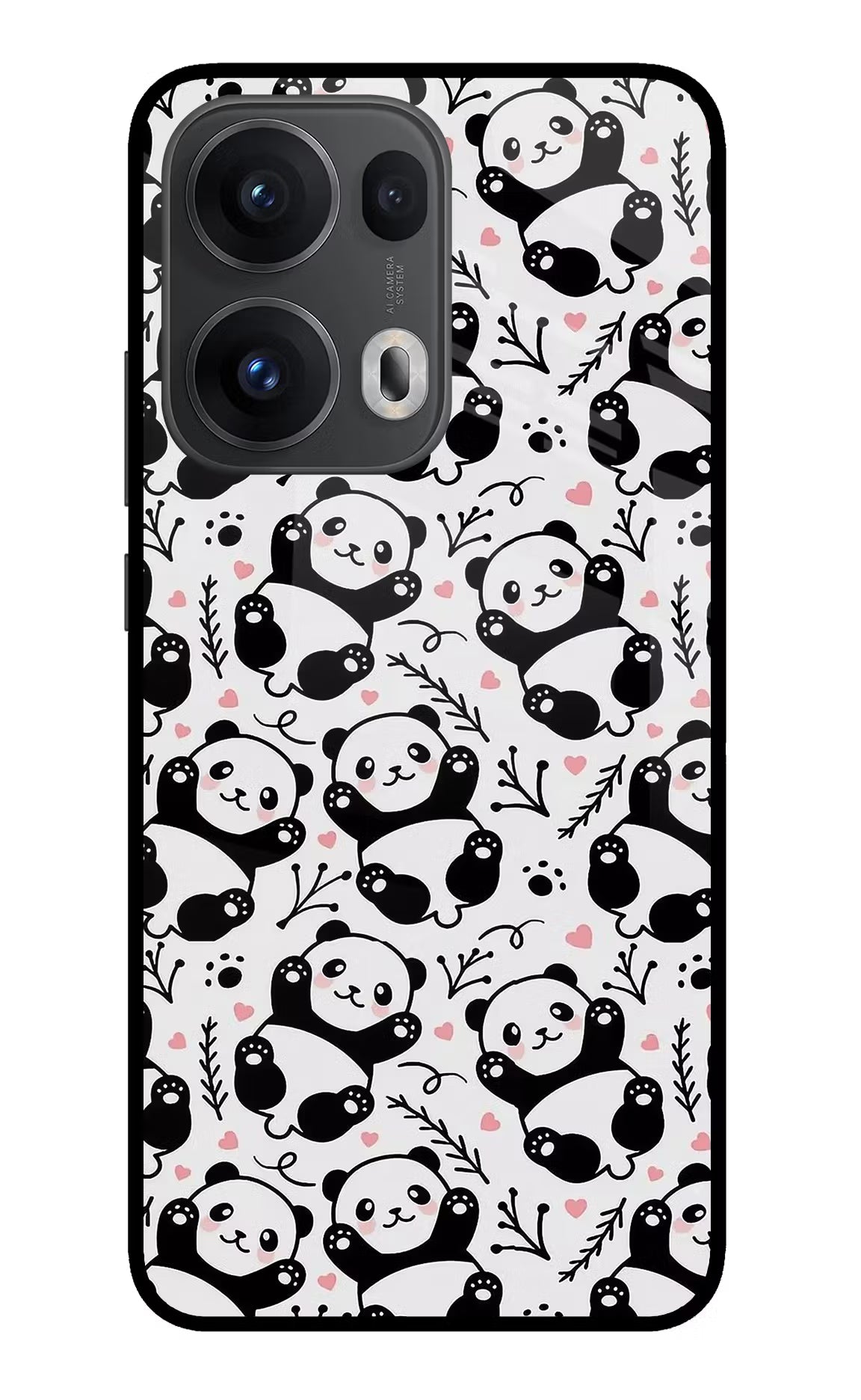 Cute Panda Oppo Reno13 Pro 5G Glass Case Back Cover by Casekaro