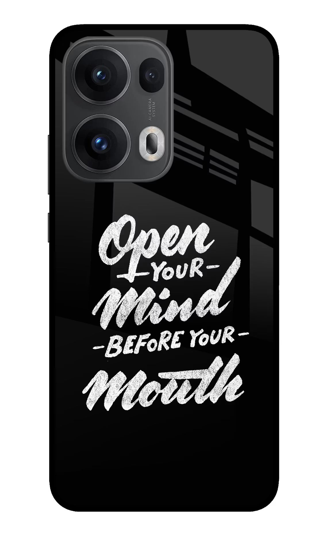 Open Your Mind Before Your Mouth Oppo Reno13 Pro 5G Glass Case Back Cover by Casekaro