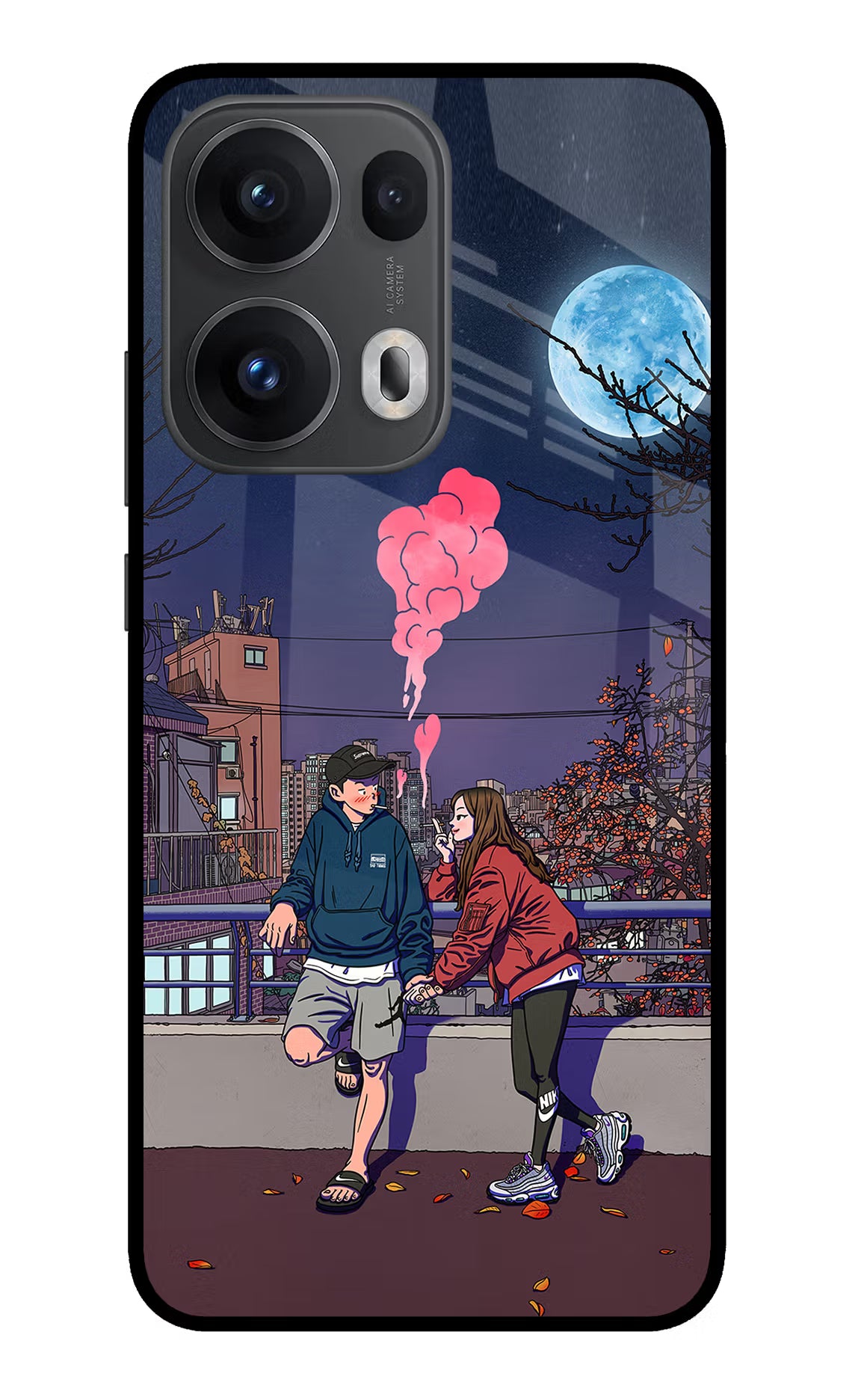 Chilling Couple Oppo Reno13 Pro 5G Glass Case Back Cover by Casekaro