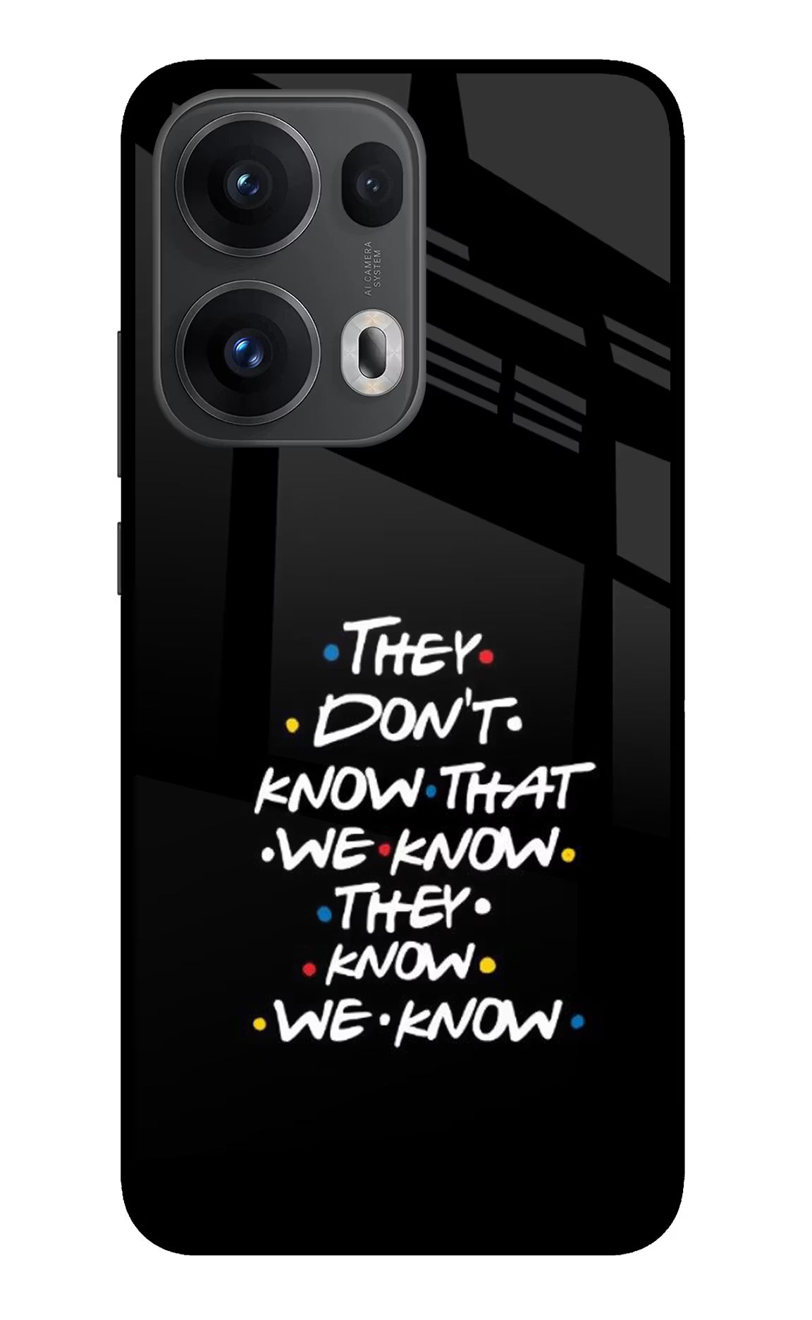 FRIENDS Dialogue Oppo Reno13 Pro 5G Glass Case Back Cover by Casekaro