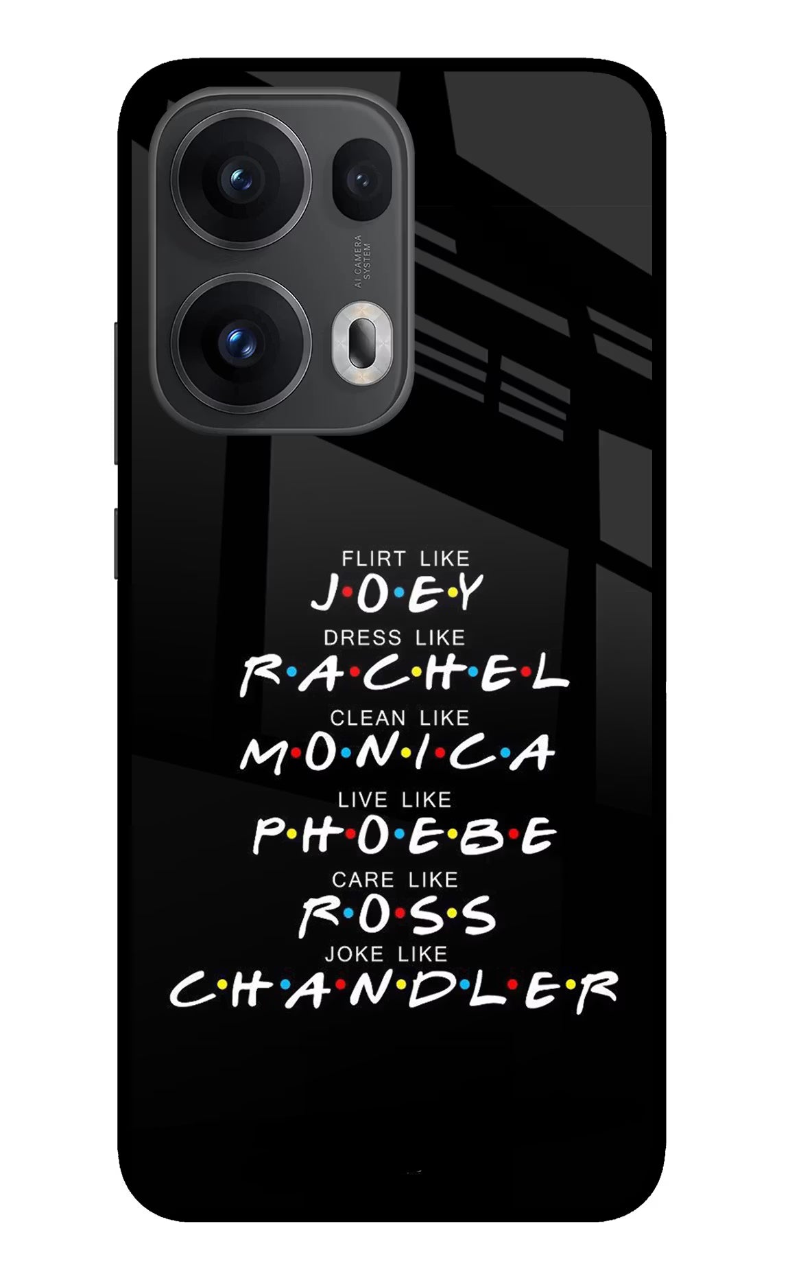 FRIENDS Character Oppo Reno13 Pro 5G Glass Case Back Cover by Casekaro