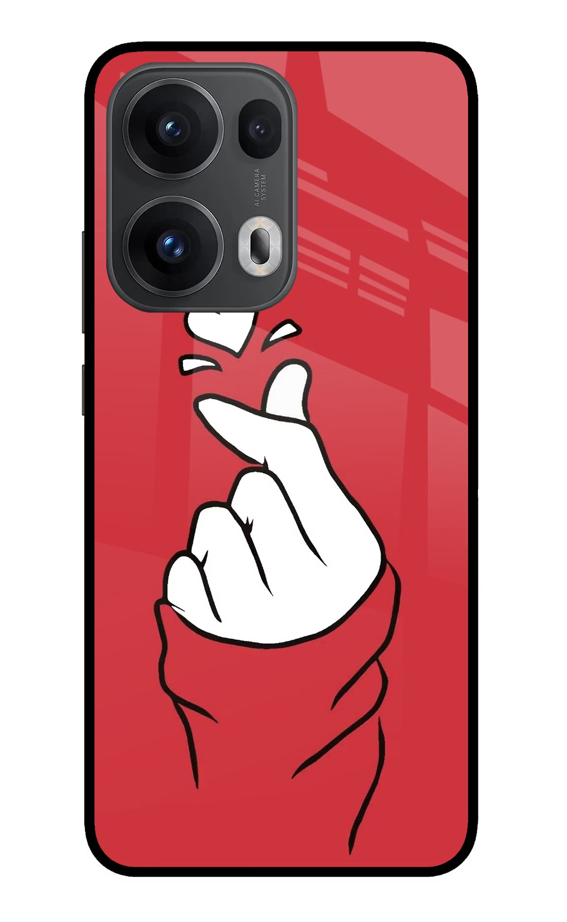 Korean Love Sign Oppo Reno13 Pro 5G Glass Case Back Cover by Casekaro
