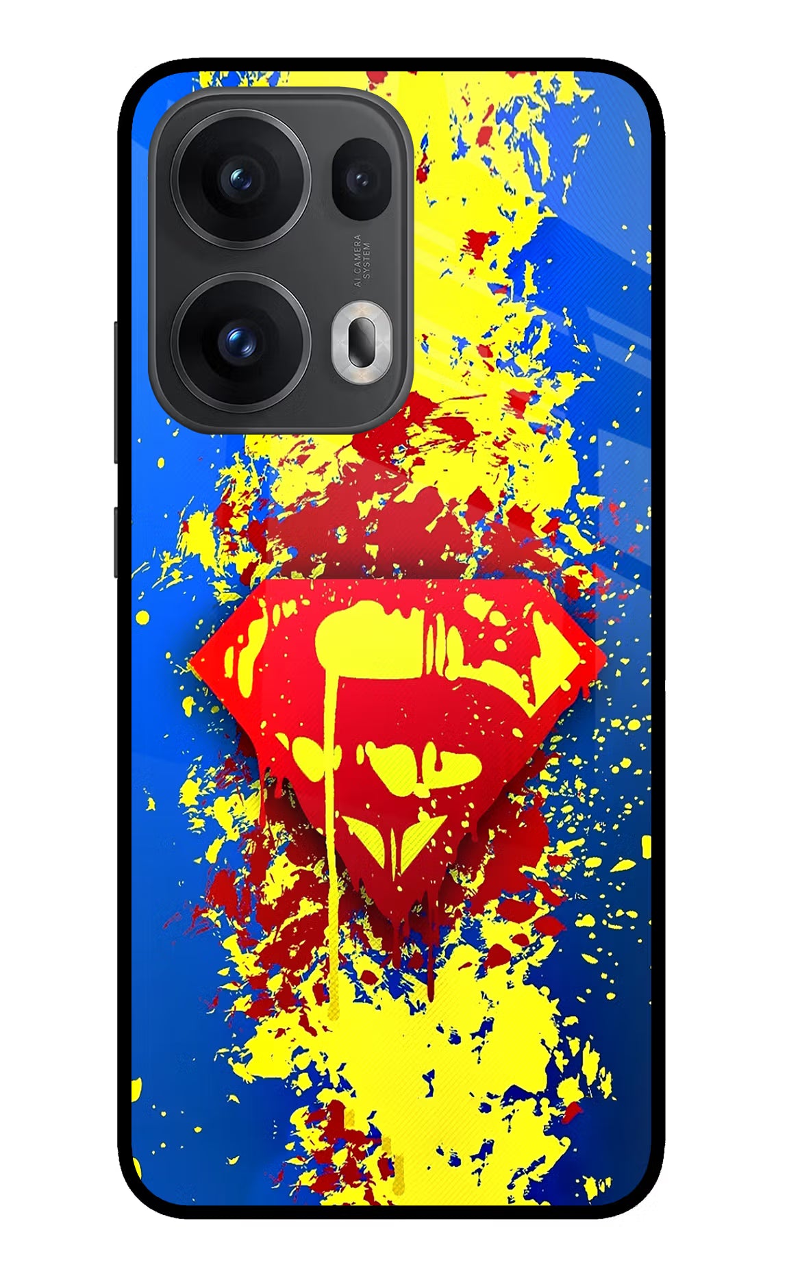 Superman logo Oppo Reno13 Pro 5G Glass Case Back Cover by Casekaro