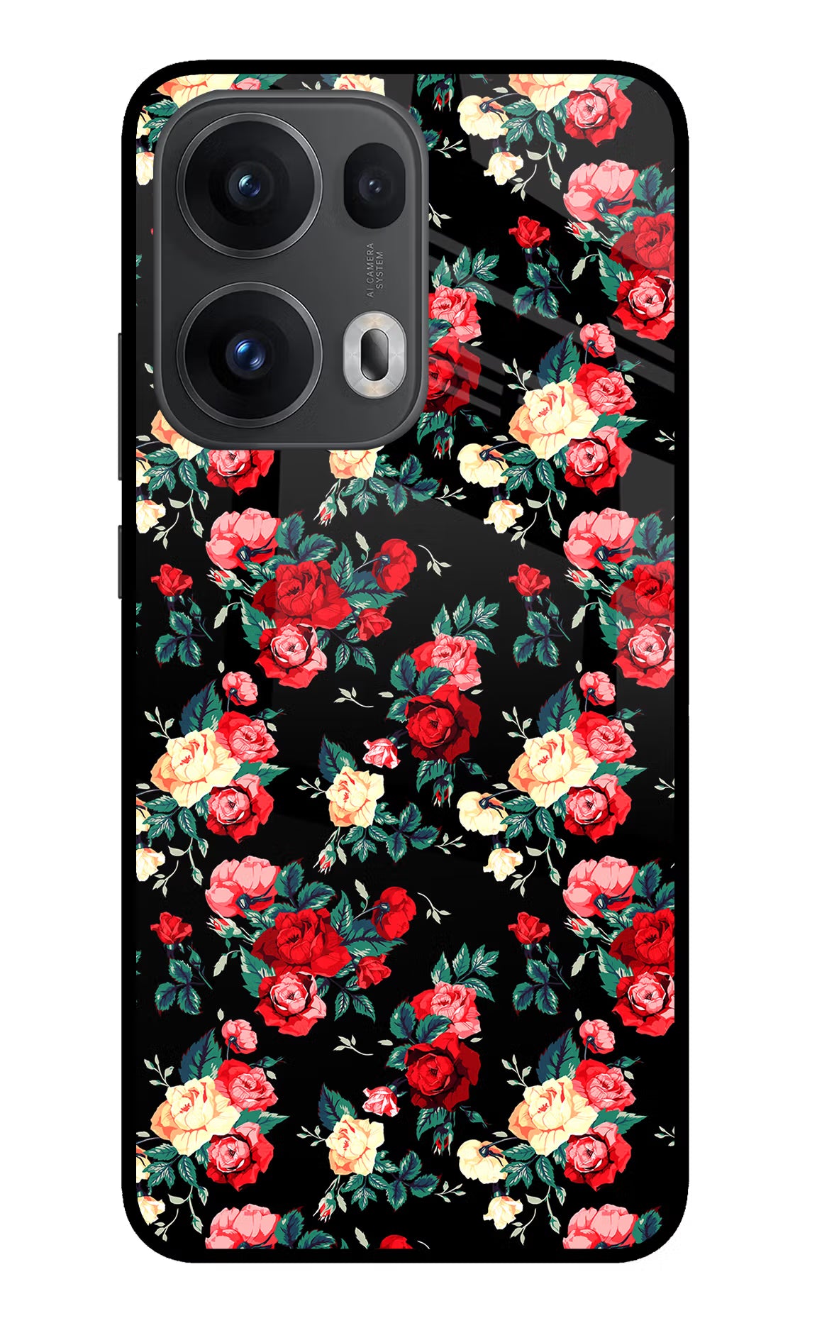 Rose Pattern Oppo Reno13 Pro 5G Glass Case Back Cover by Casekaro