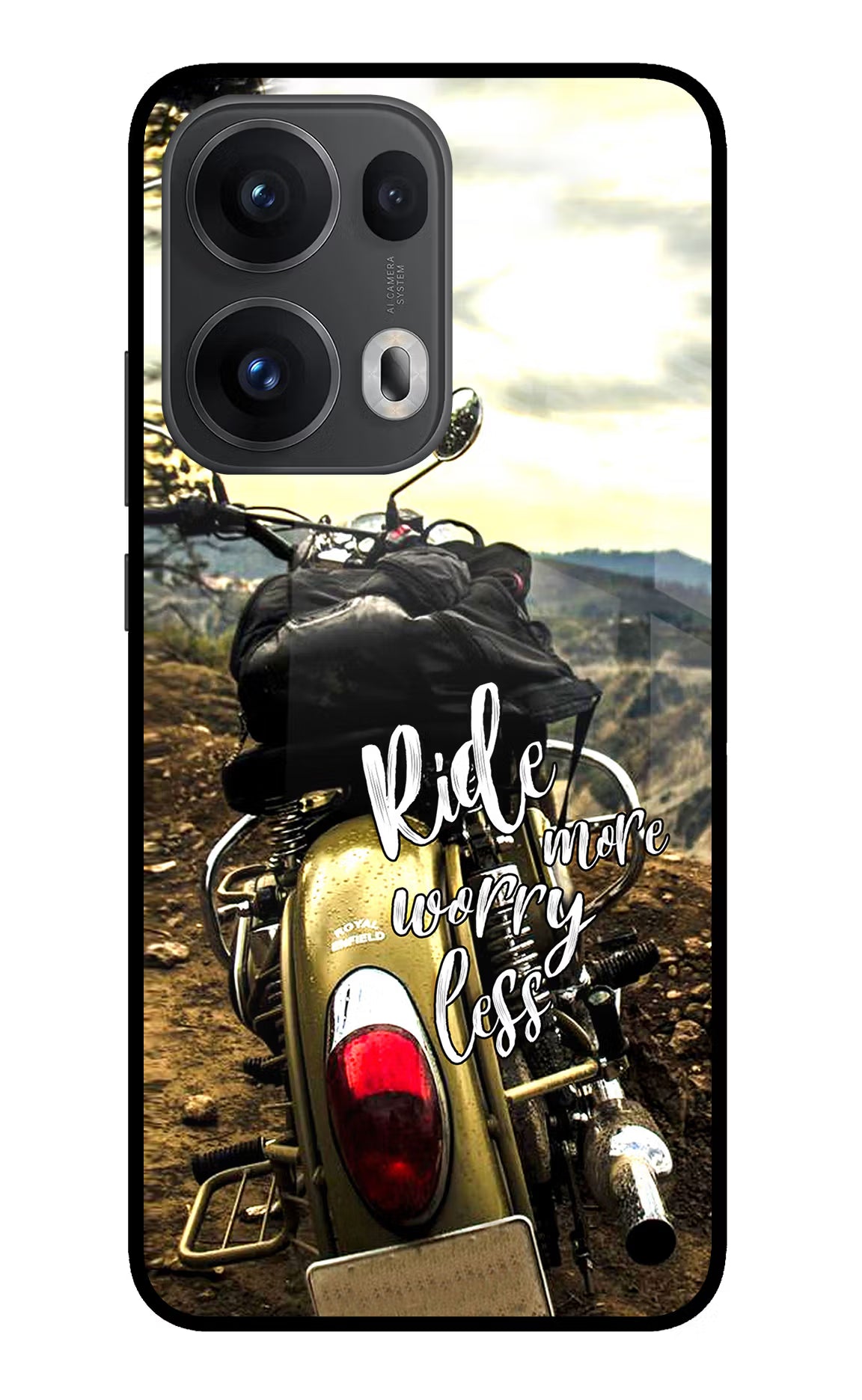Ride More Worry Less Oppo Reno13 Pro 5G Glass Case Back Cover by Casekaro