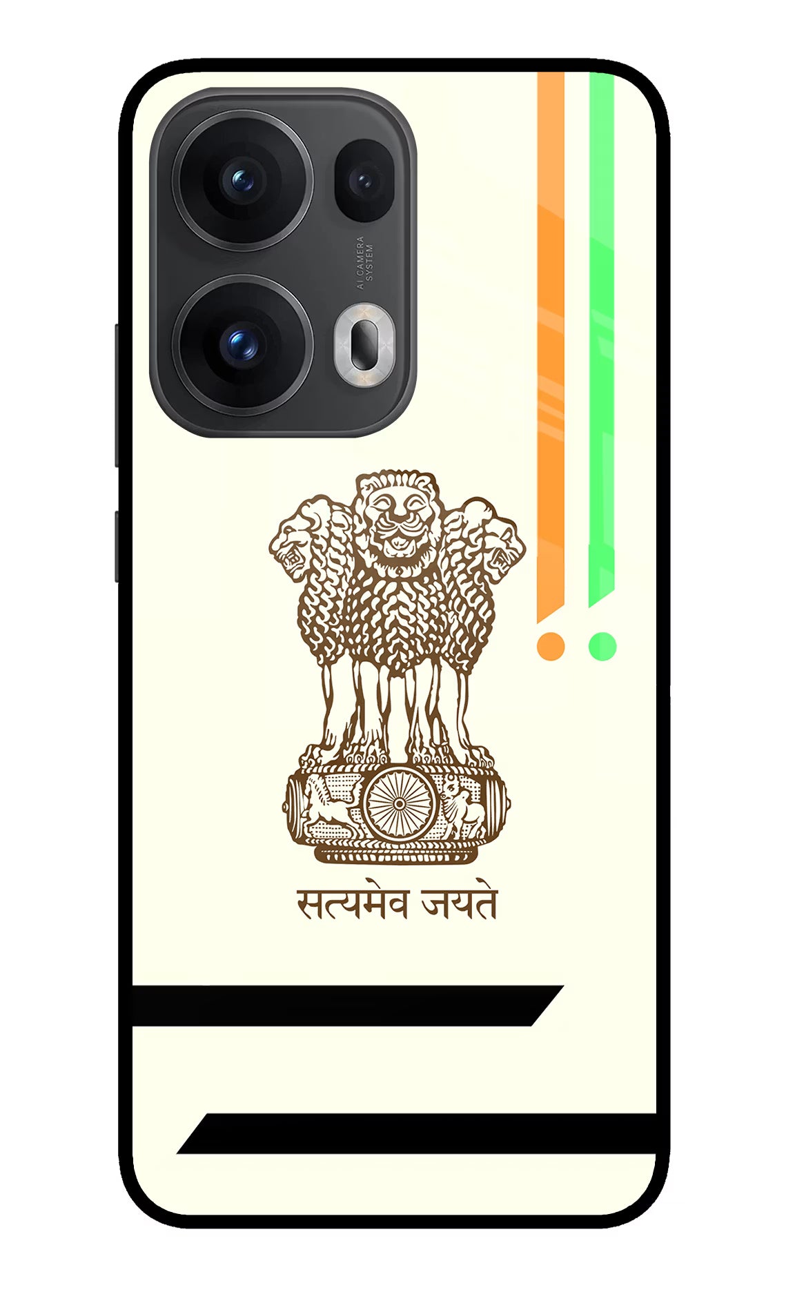 Satyamev Jayate Brown Logo Oppo Reno13 Pro 5G Glass Case Back Cover by Casekaro