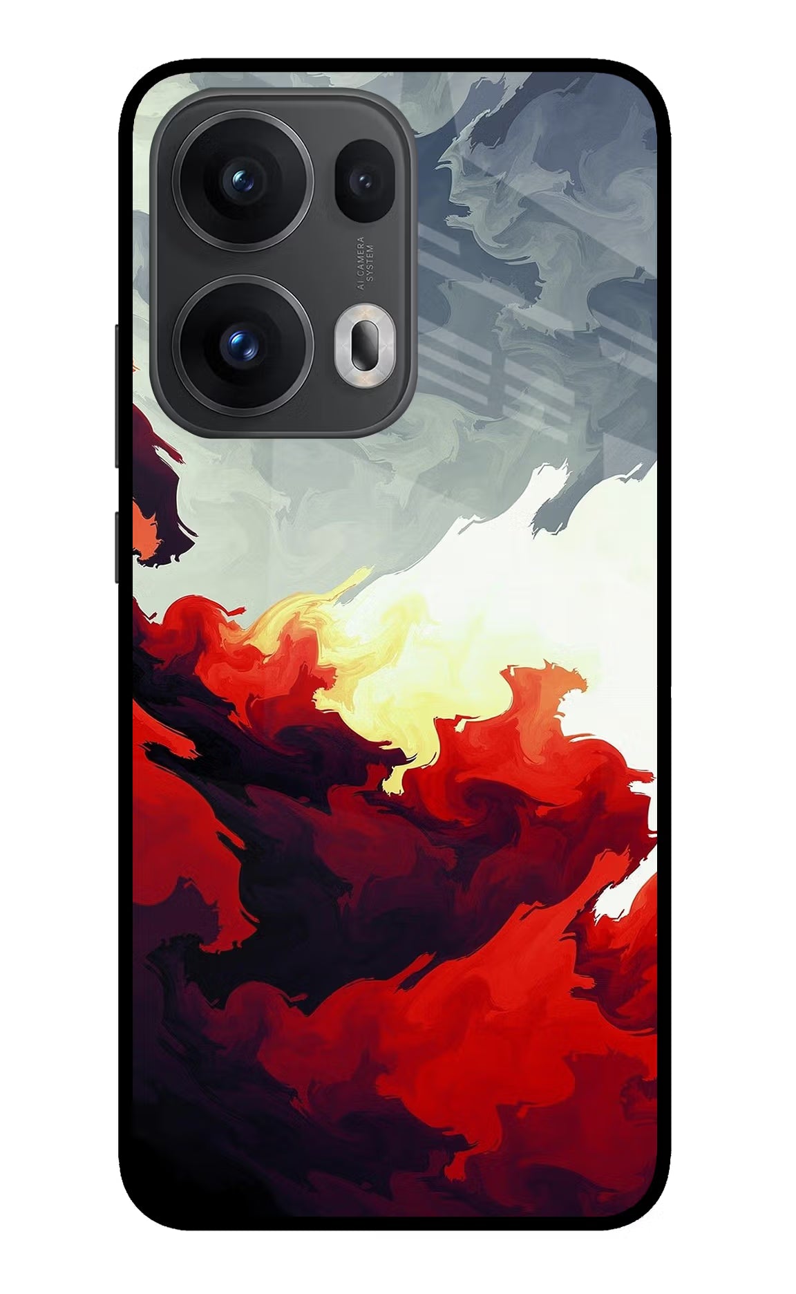 Fire Cloud Oppo Reno13 Pro 5G Glass Case Back Cover by Casekaro