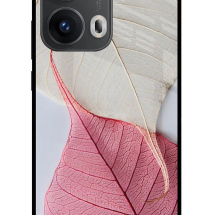 White Pink Leaf Oppo Reno13 Pro 5G Glass Case