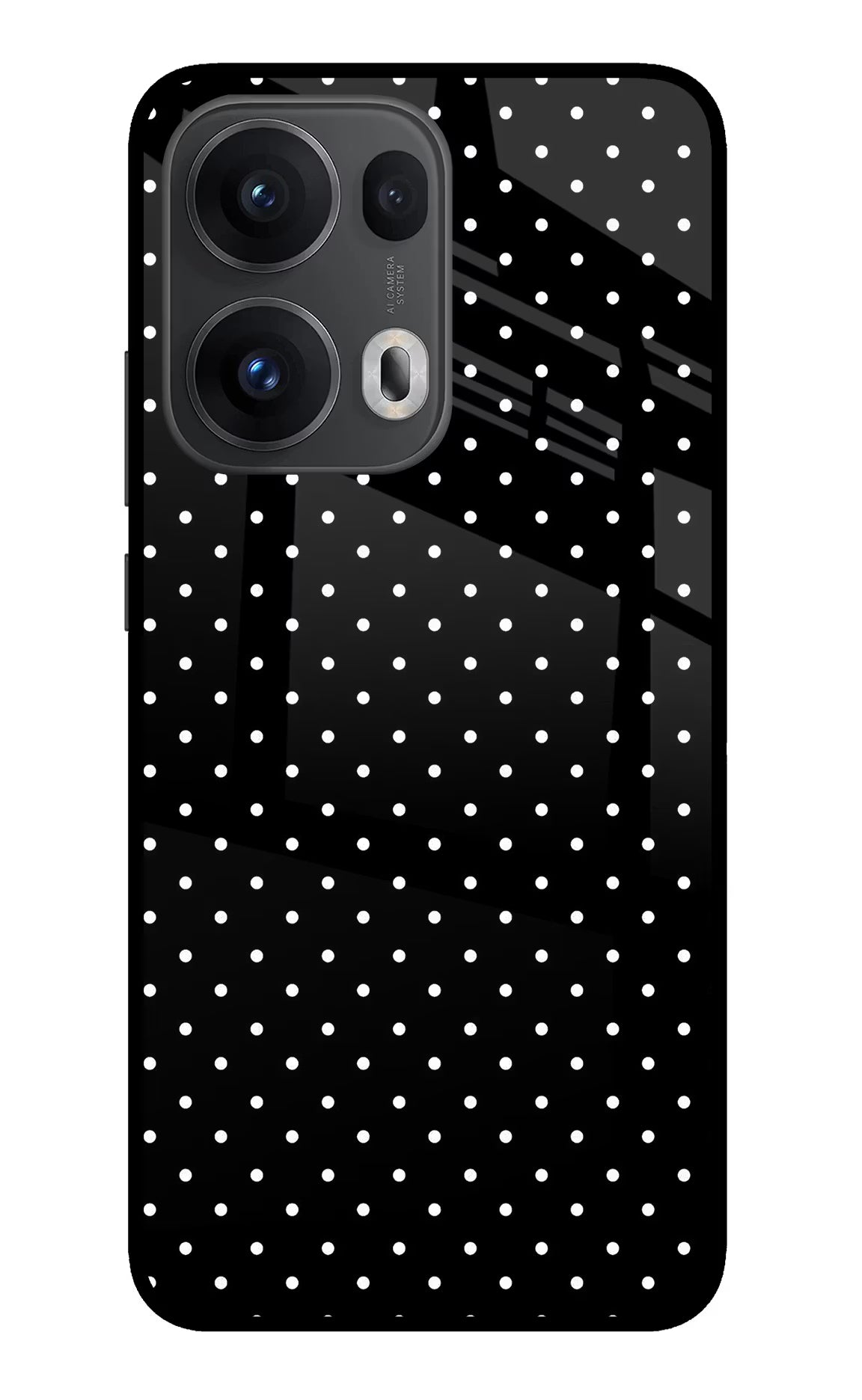 White Dots Oppo Reno13 Pro 5G Glass Case Back Cover by Casekaro