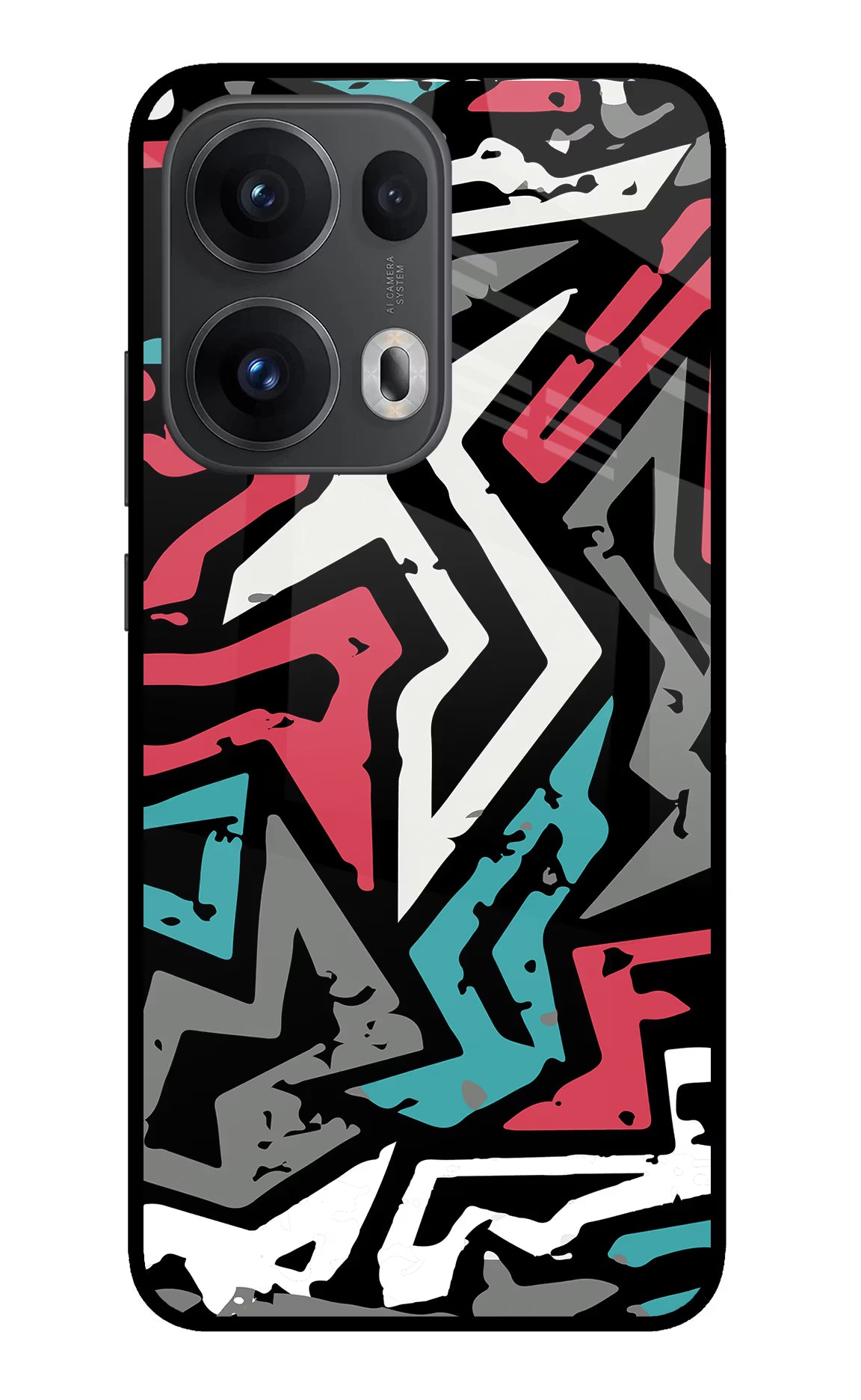 Geometric Graffiti Oppo Reno13 Pro 5G Glass Case Back Cover by Casekaro