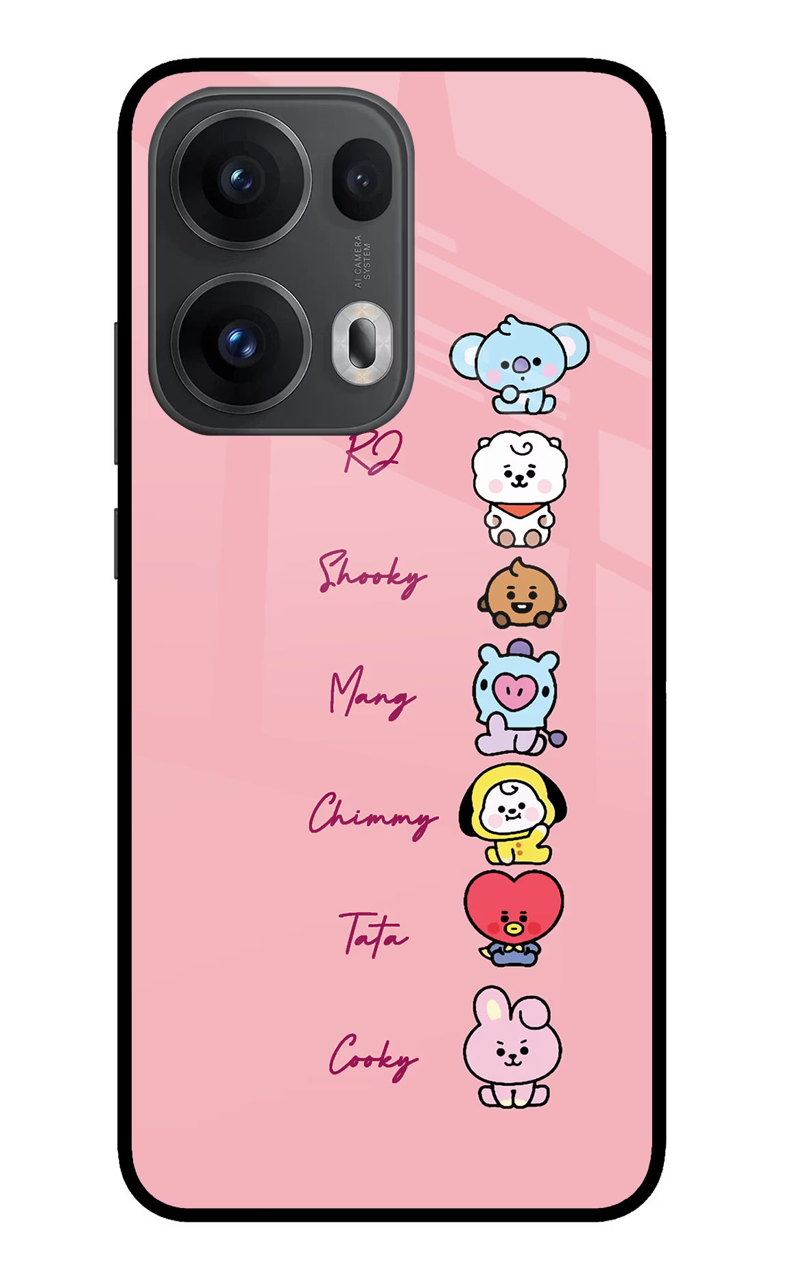 BTS names Oppo Reno13 Pro 5G Glass Case Back Cover by Casekaro