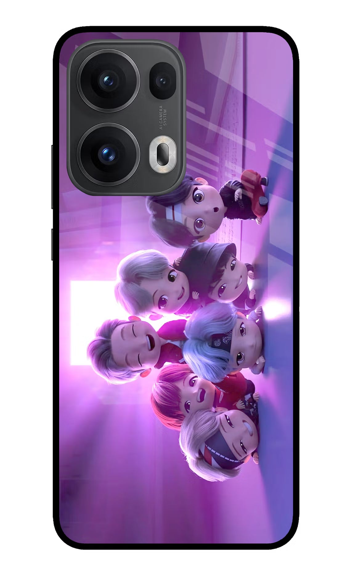 BTS Chibi Oppo Reno13 Pro 5G Glass Case Back Cover by Casekaro