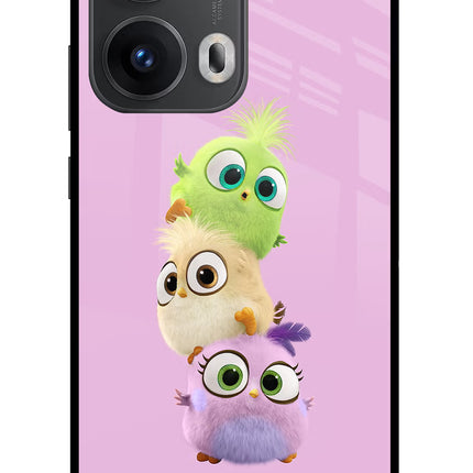 Cute Little Birds Oppo Reno13 Pro 5G Glass Case Back Cover by Casekaro