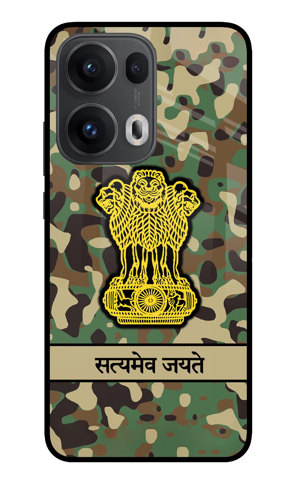 Satyamev Jayate Army Oppo Reno13 Pro 5G Glass Case Back Cover by Casekaro