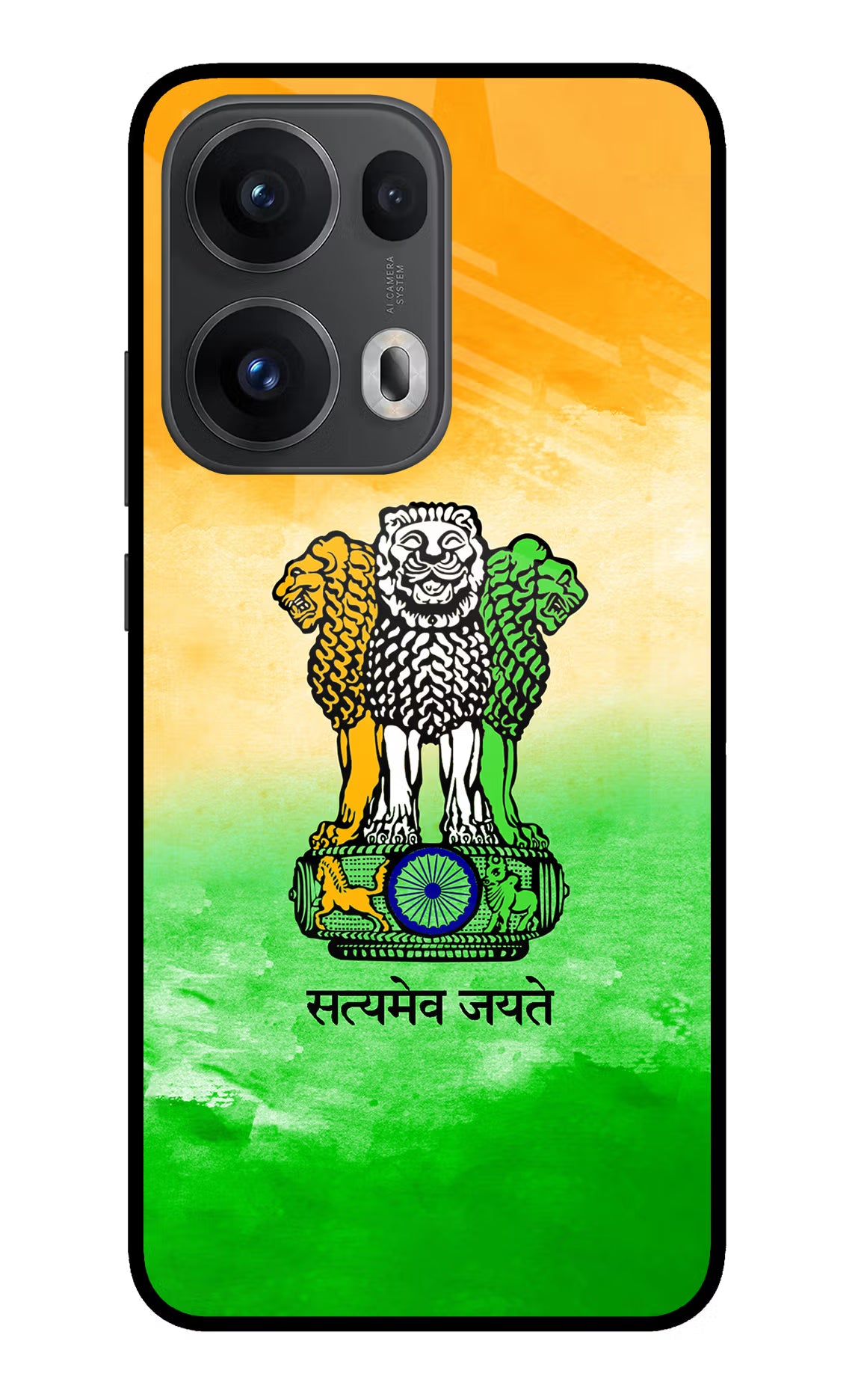 Satyamev Jayate Flag Oppo Reno13 Pro 5G Glass Case Back Cover by Casekaro