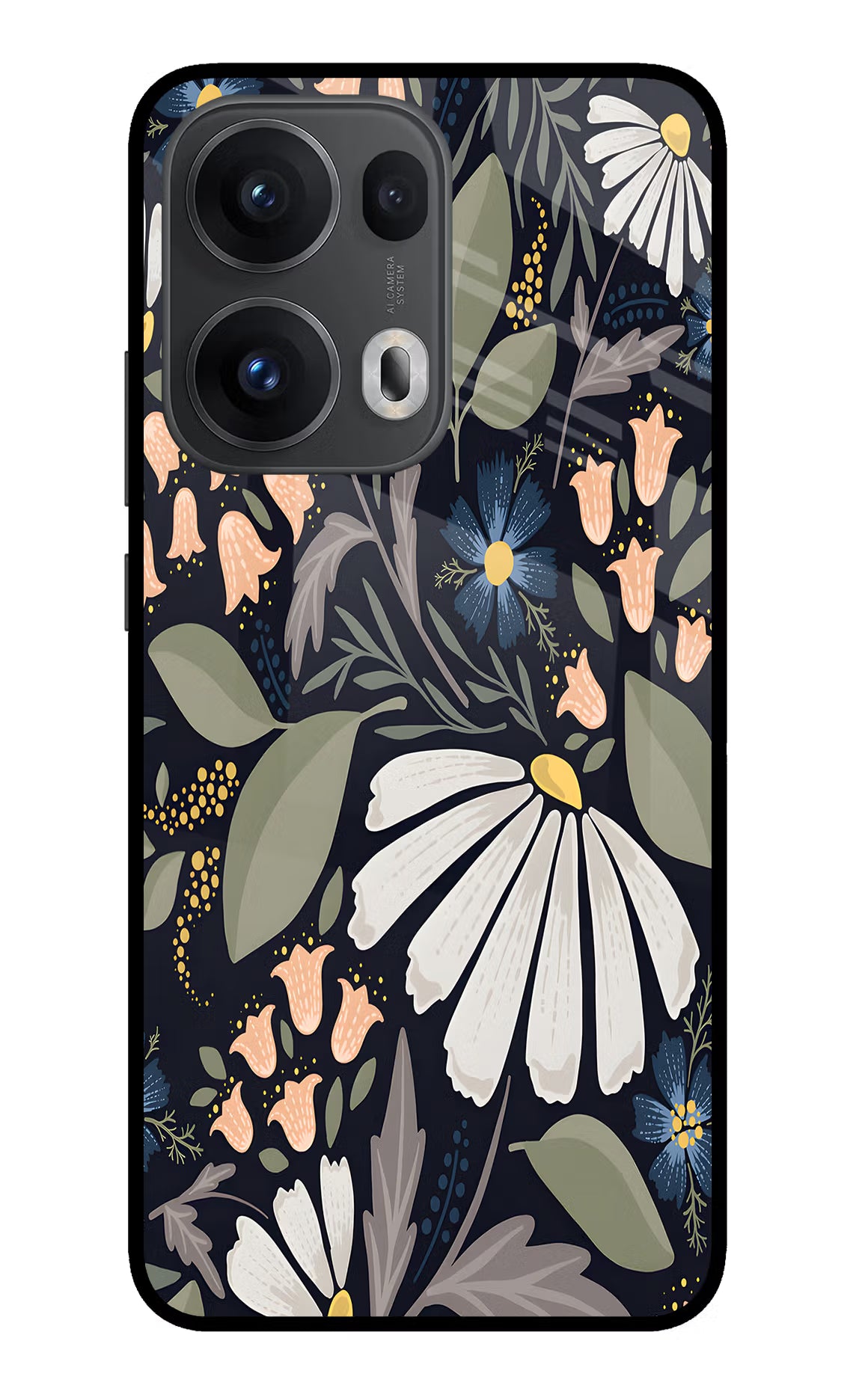 Flowers Art Oppo Reno13 Pro 5G Glass Case Back Cover by Casekaro