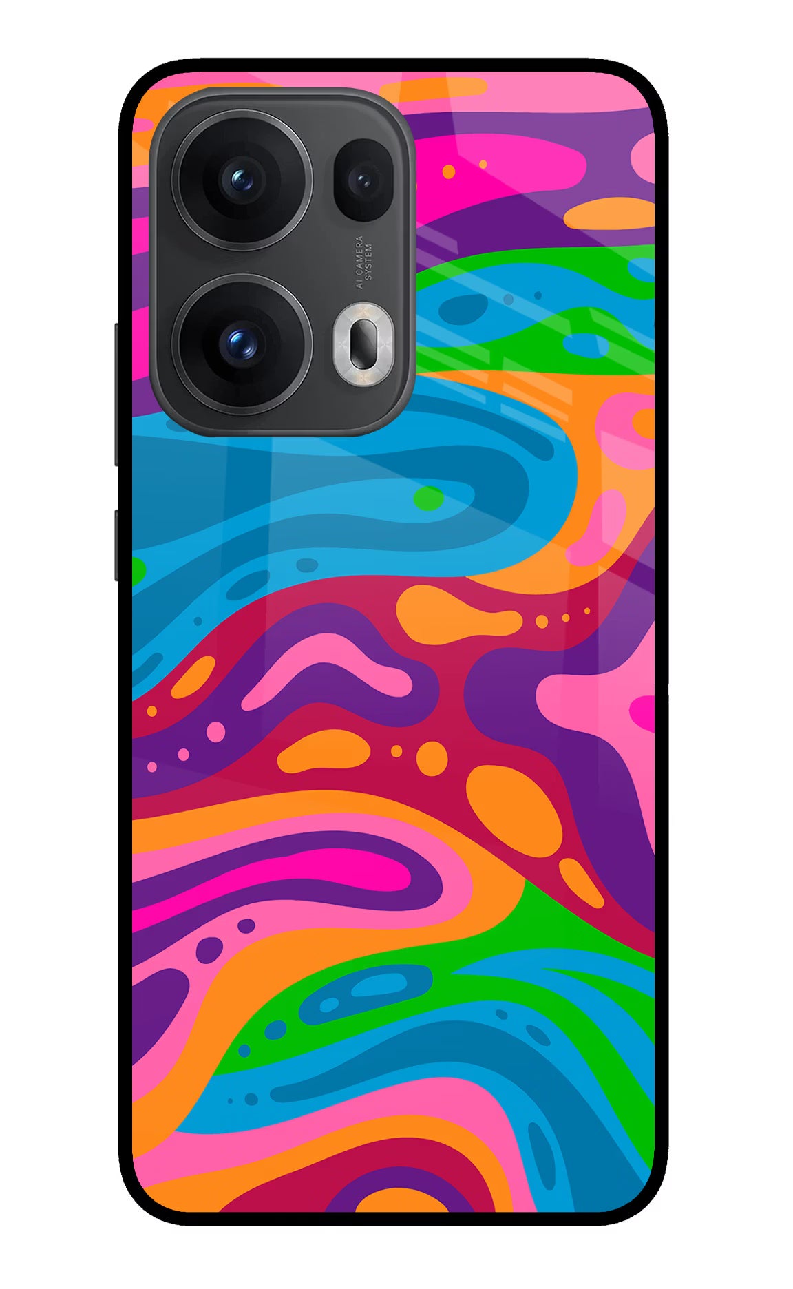 Trippy Pattern Oppo Reno13 Pro 5G Glass Case Back Cover by Casekaro