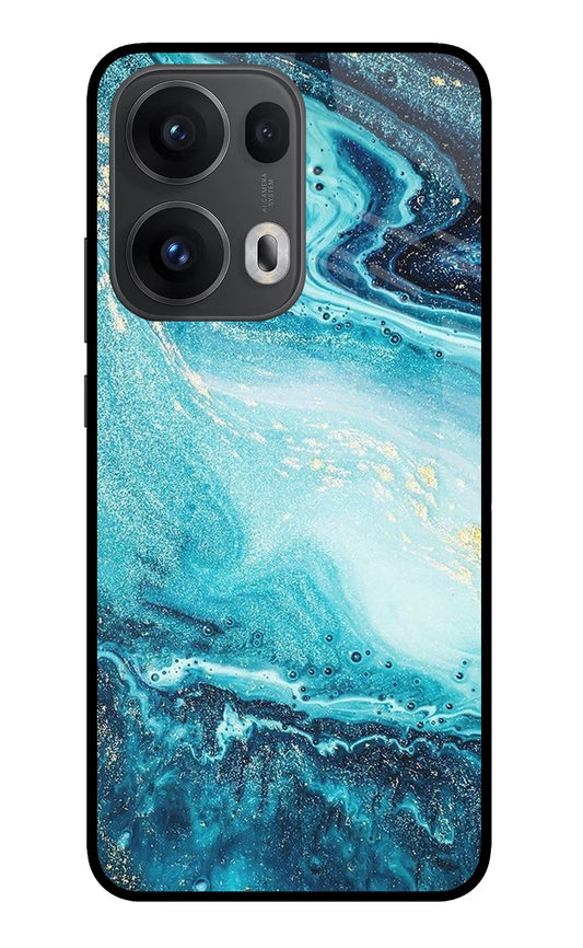 Blue Glitter Marble Oppo Reno13 Pro 5G Glass Case