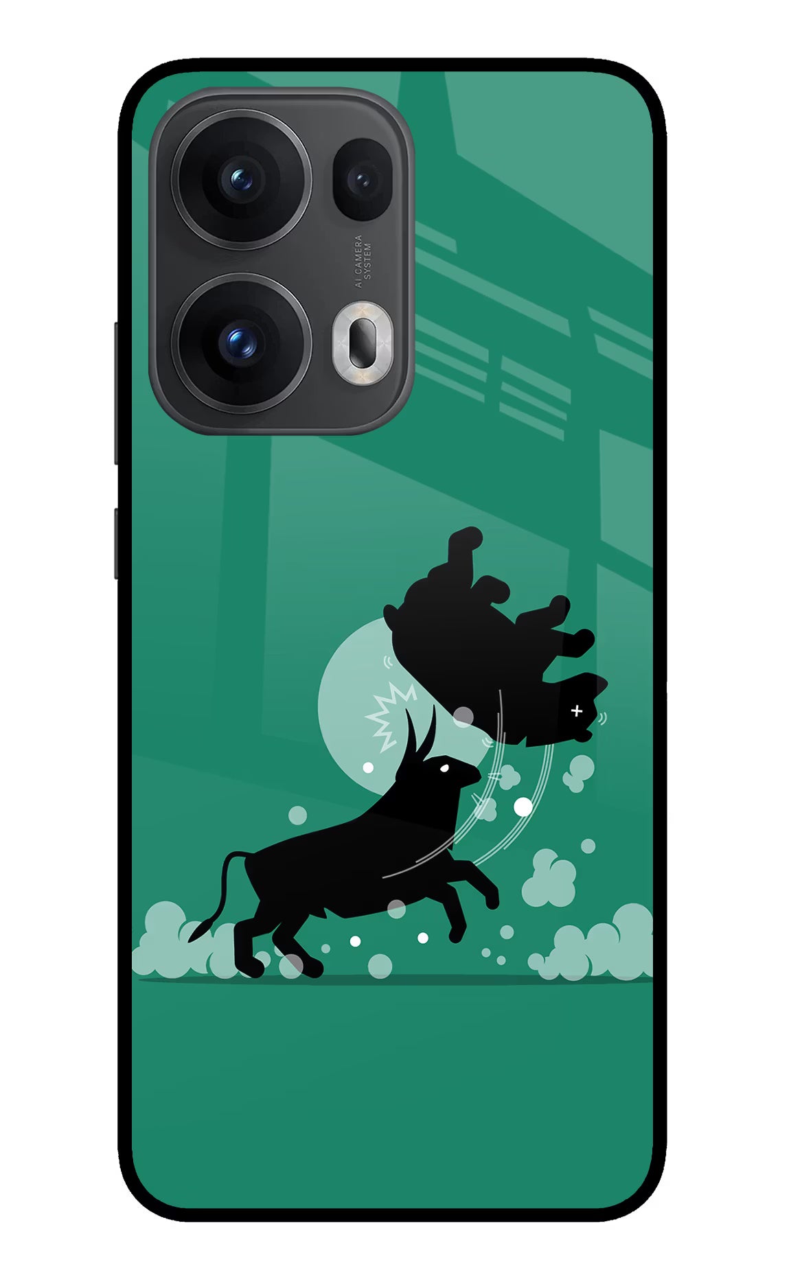Bull Conqueror Oppo Reno13 Pro 5G Glass Case Back Cover by Casekaro