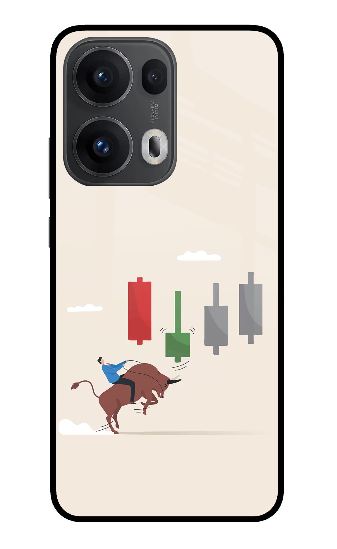 Bull Trading Momentum Oppo Reno13 Pro 5G Glass Case Back Cover by Casekaro