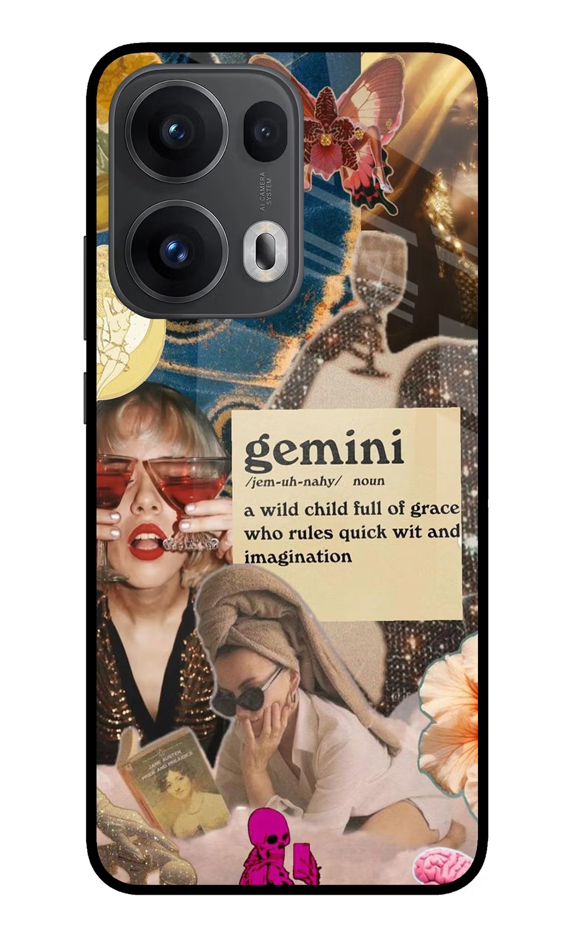 Gemini Zodiac Oppo Reno13 Pro 5G Glass Case Back Cover by Casekaro