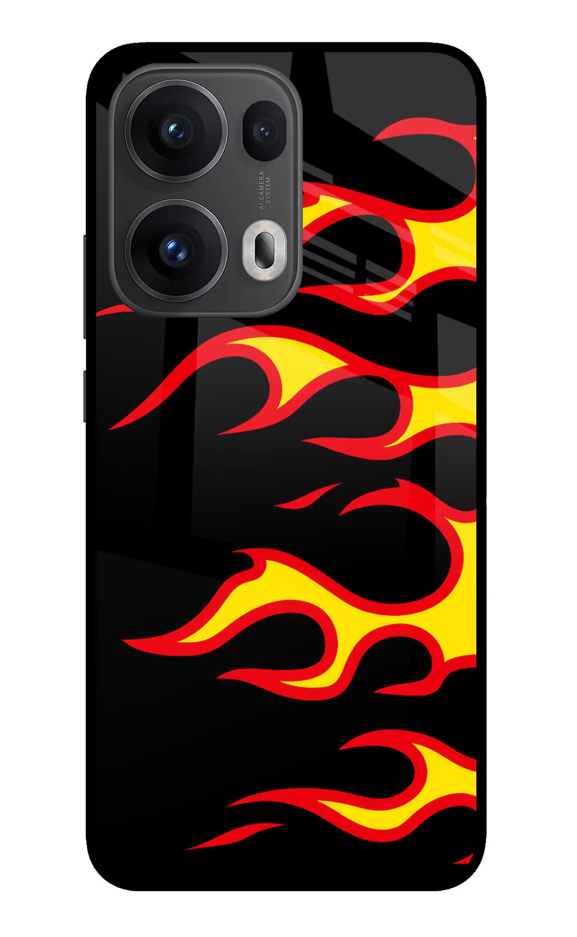 Side Sweep Flames Oppo Reno13 Pro 5G Glass Case