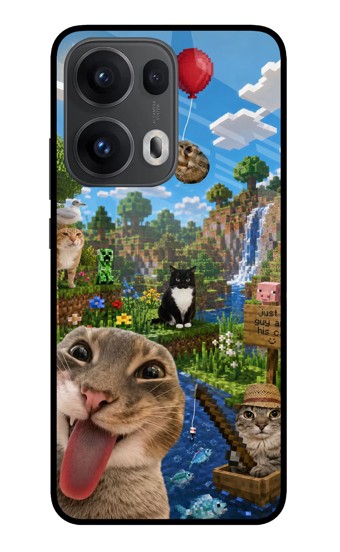 Minecraft Cat Chaos Oppo Reno13 Pro 5G Glass Case