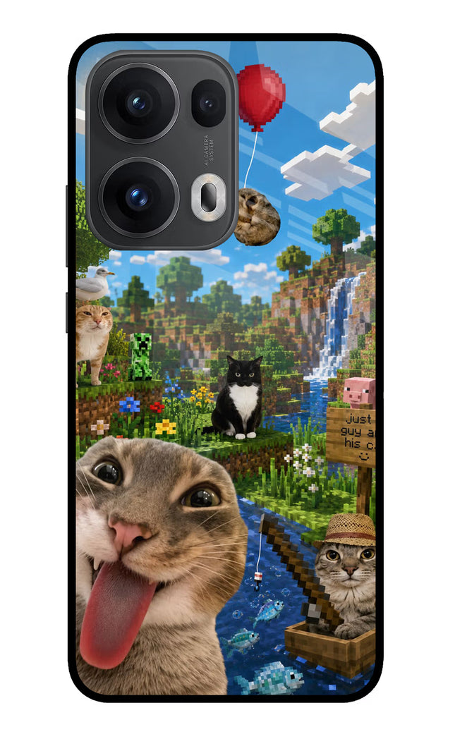 Minecraft Cat Chaos Oppo Reno13 Pro 5G Glass Case