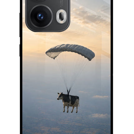 Skydiving Cow Oppo Reno13 Pro 5G Glass Case